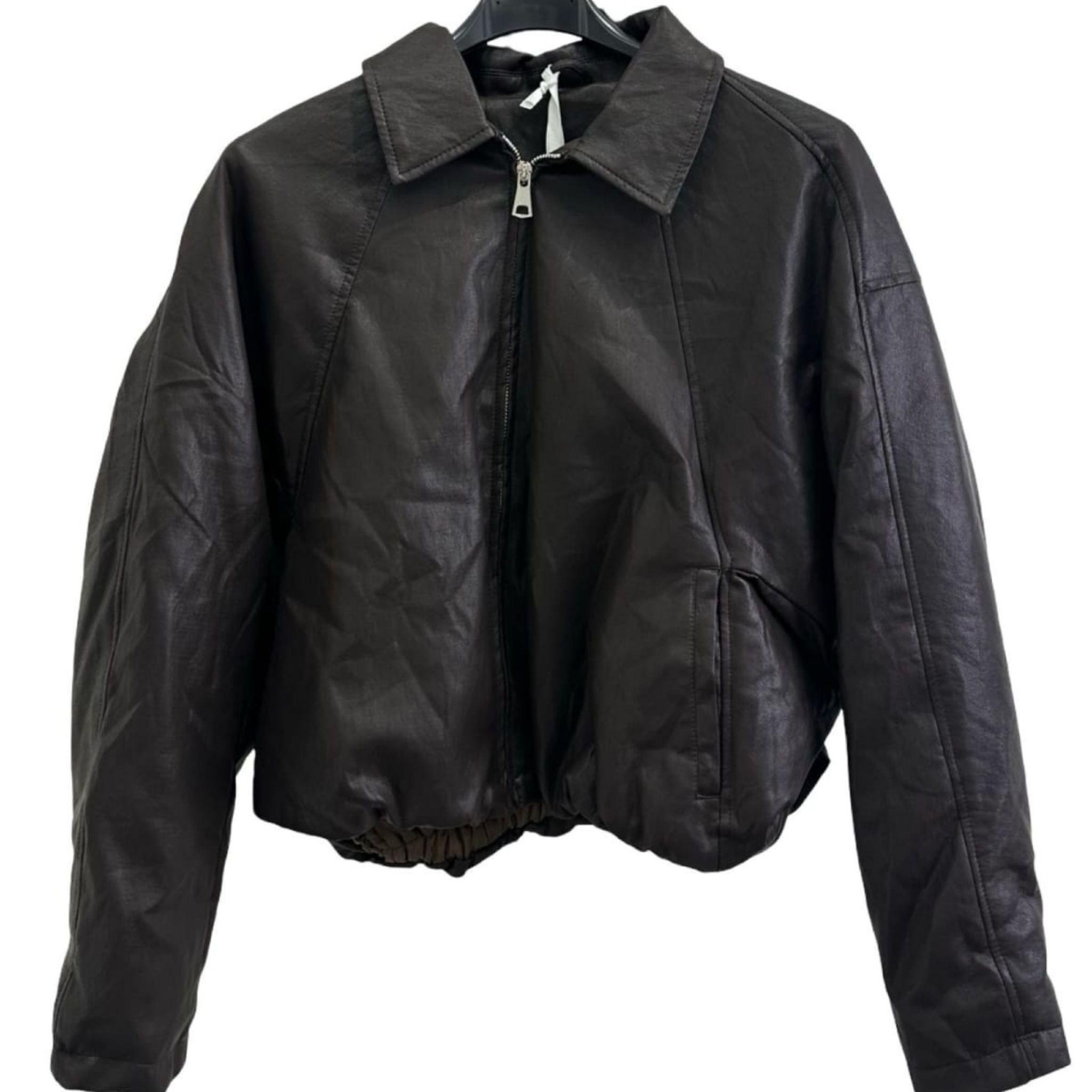Italian Faux Leather Bomber Jacket