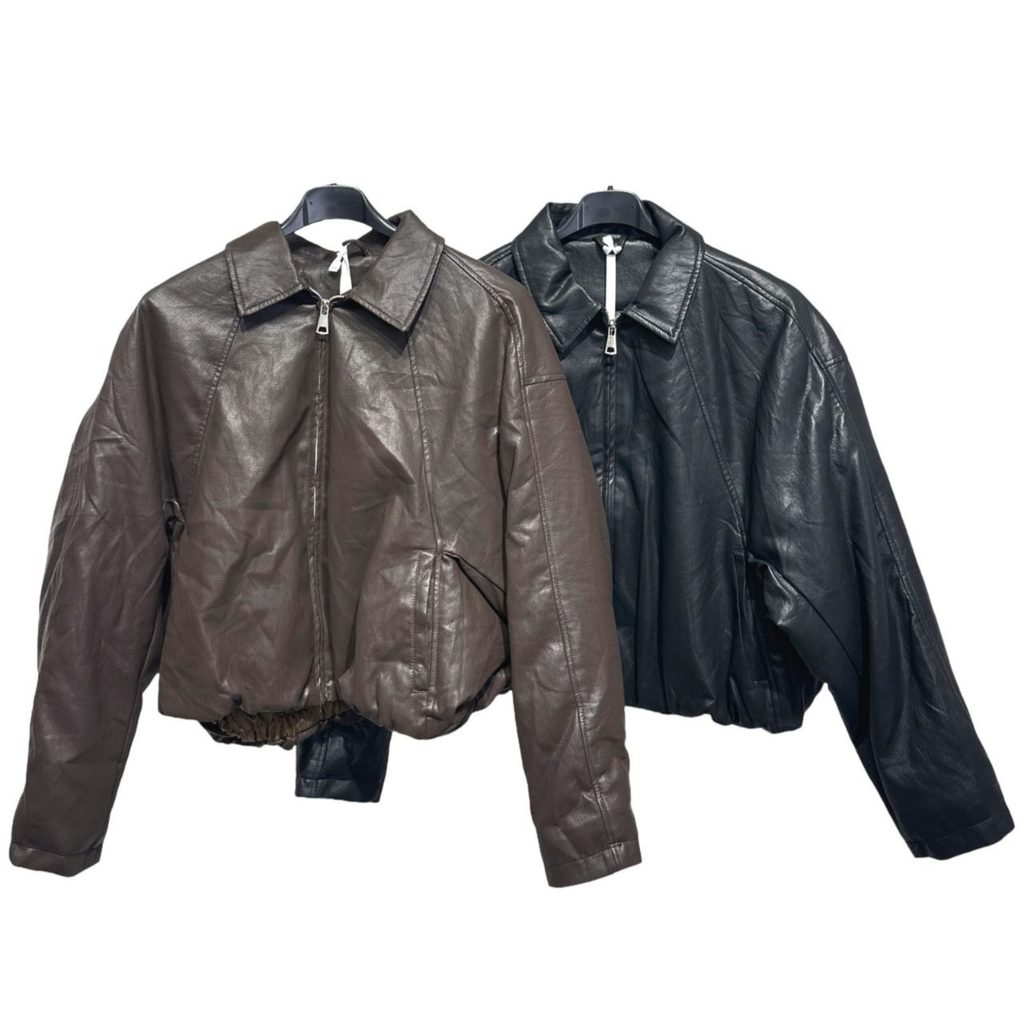 Italian Faux Leather Bomber Jacket