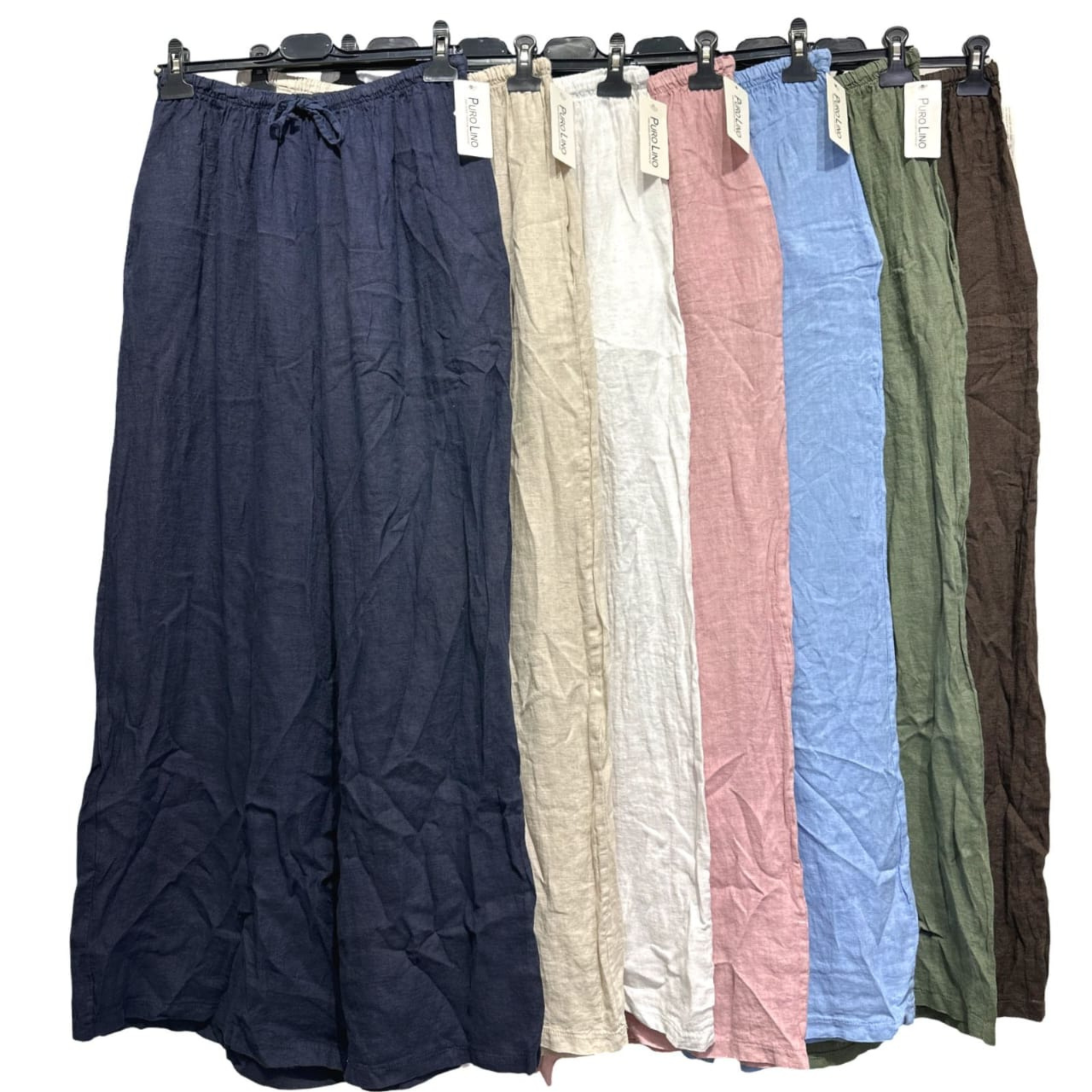 Italian Linen Blend Wide Leg Palazzo Trousers