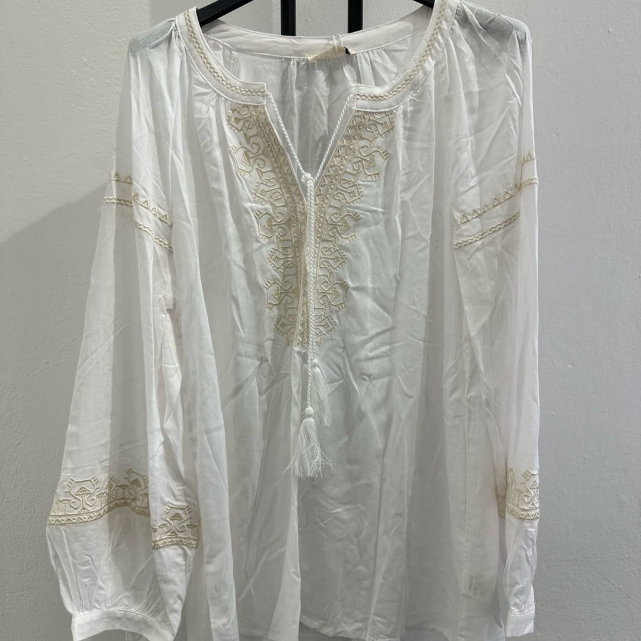 Italian Embroidered Boho Tunic Top