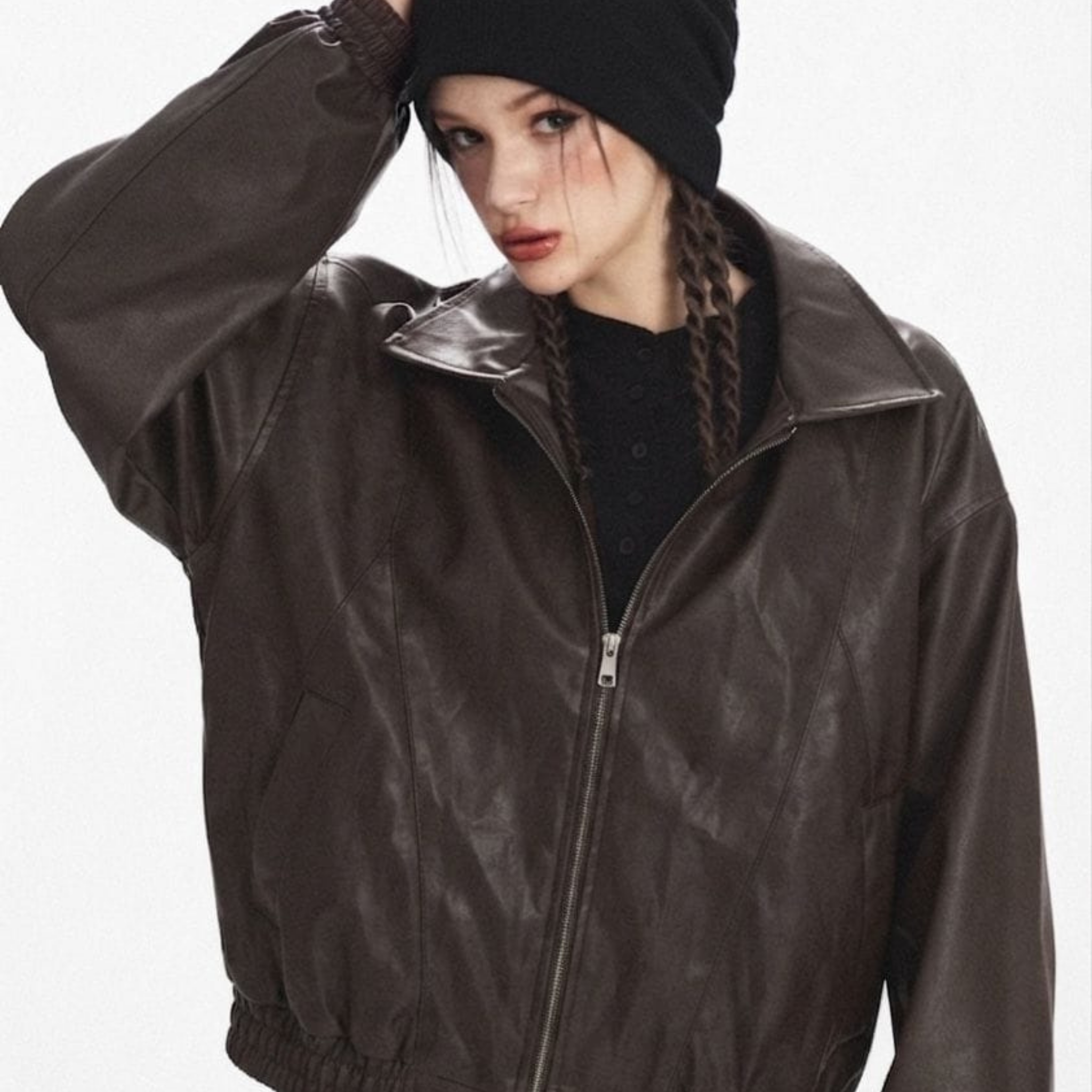 Italian Faux Leather Bomber Jacket
