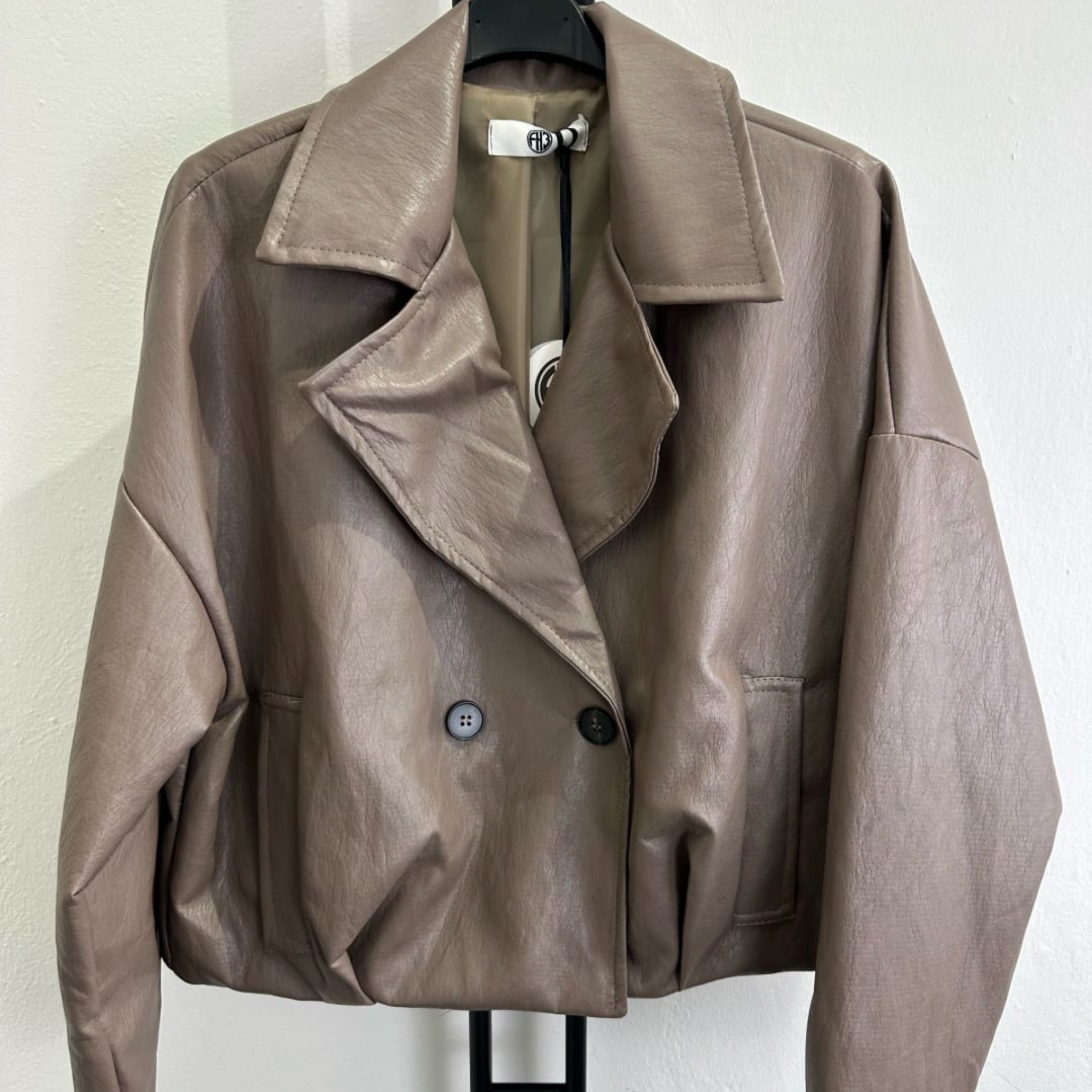 Double-Breasted Faux Leather Jacket