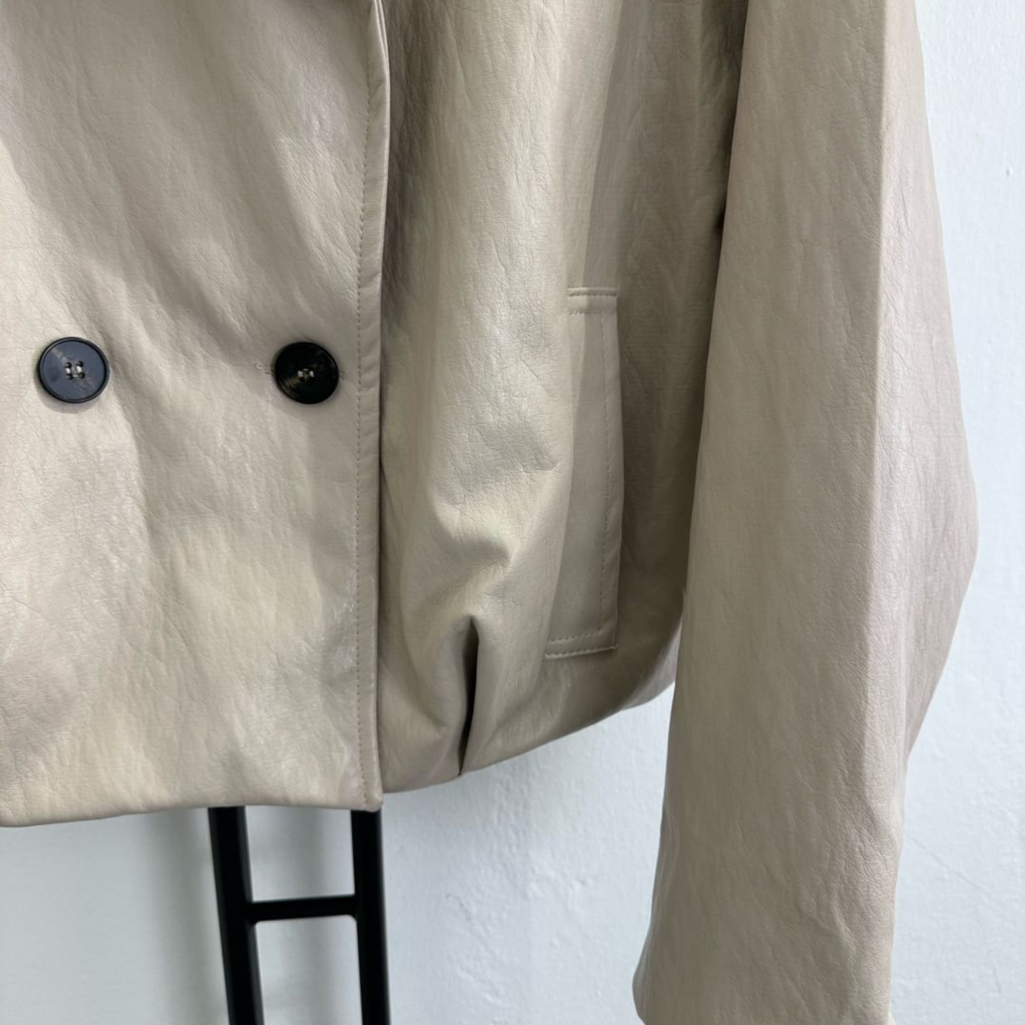 Double-Breasted Faux Leather Jacket