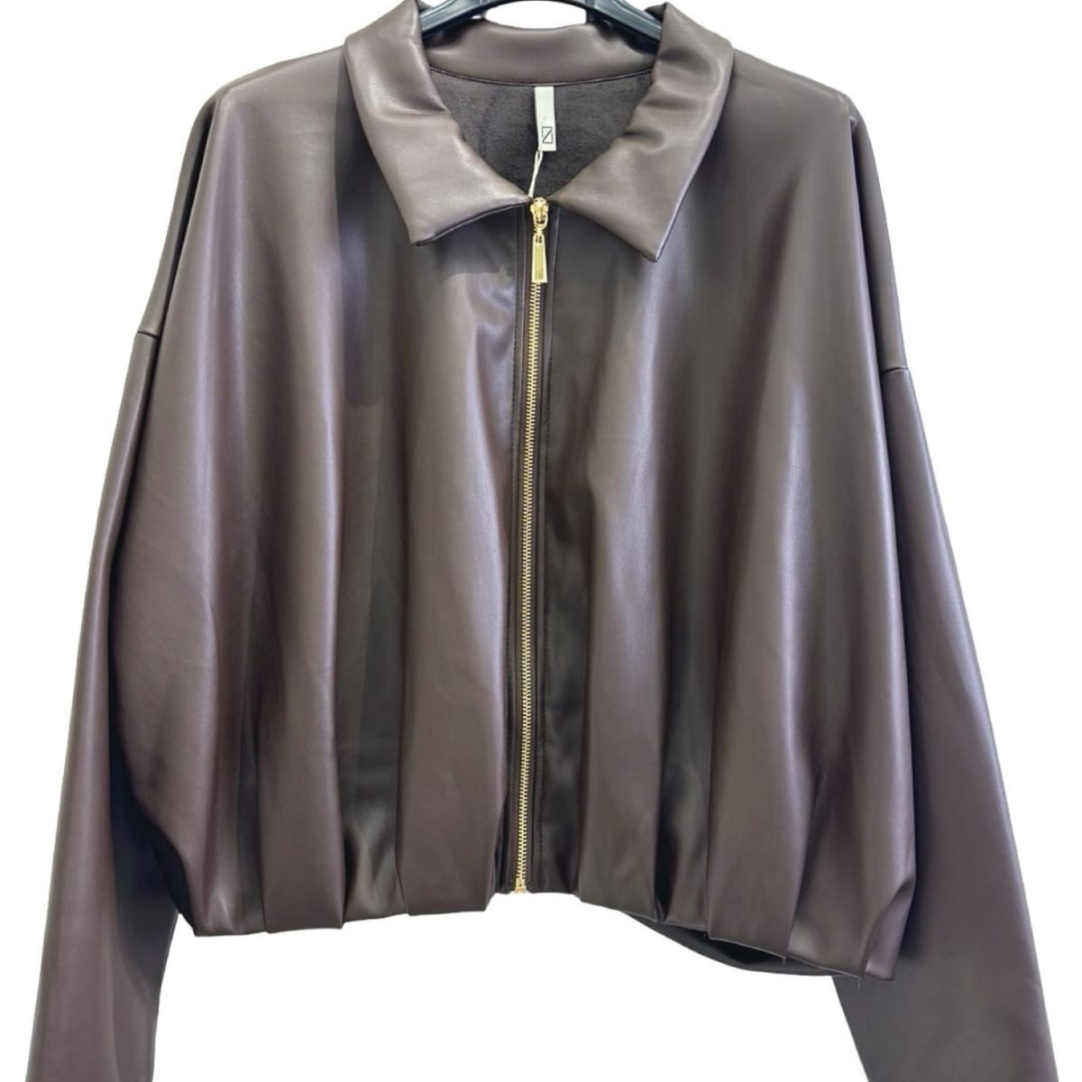 Italian Faux Leather Bomber Jacket