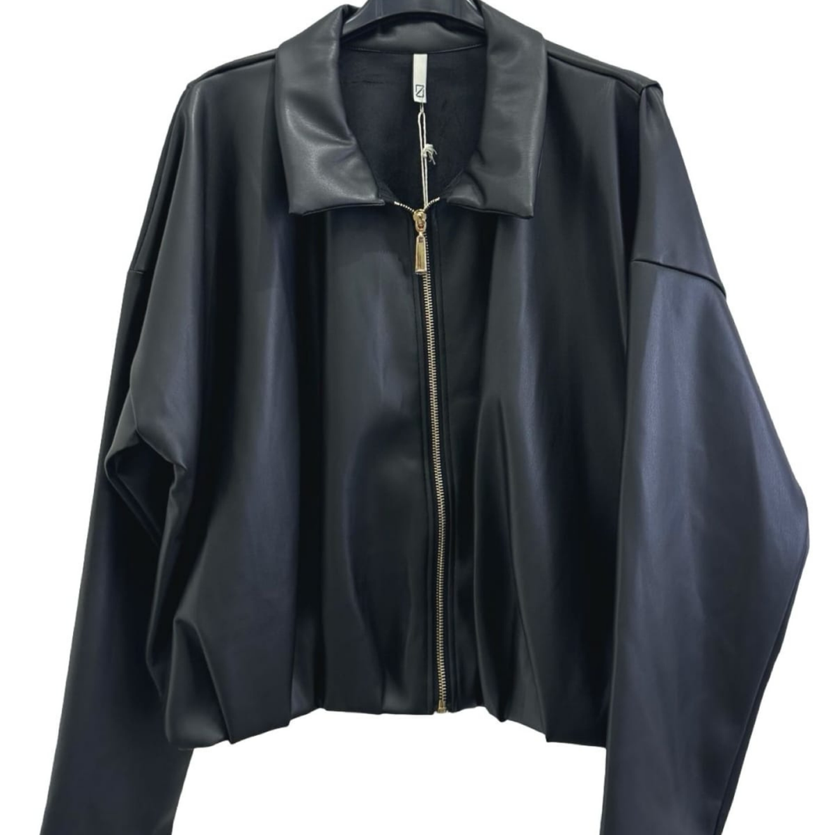 Italian Faux Leather Bomber Jacket