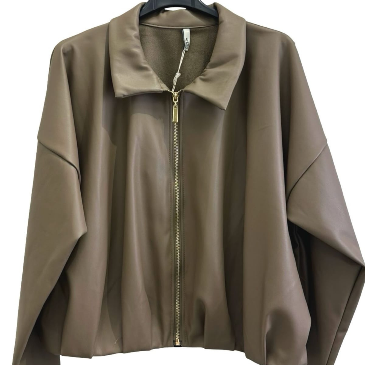 Italian Faux Leather Bomber Jacket