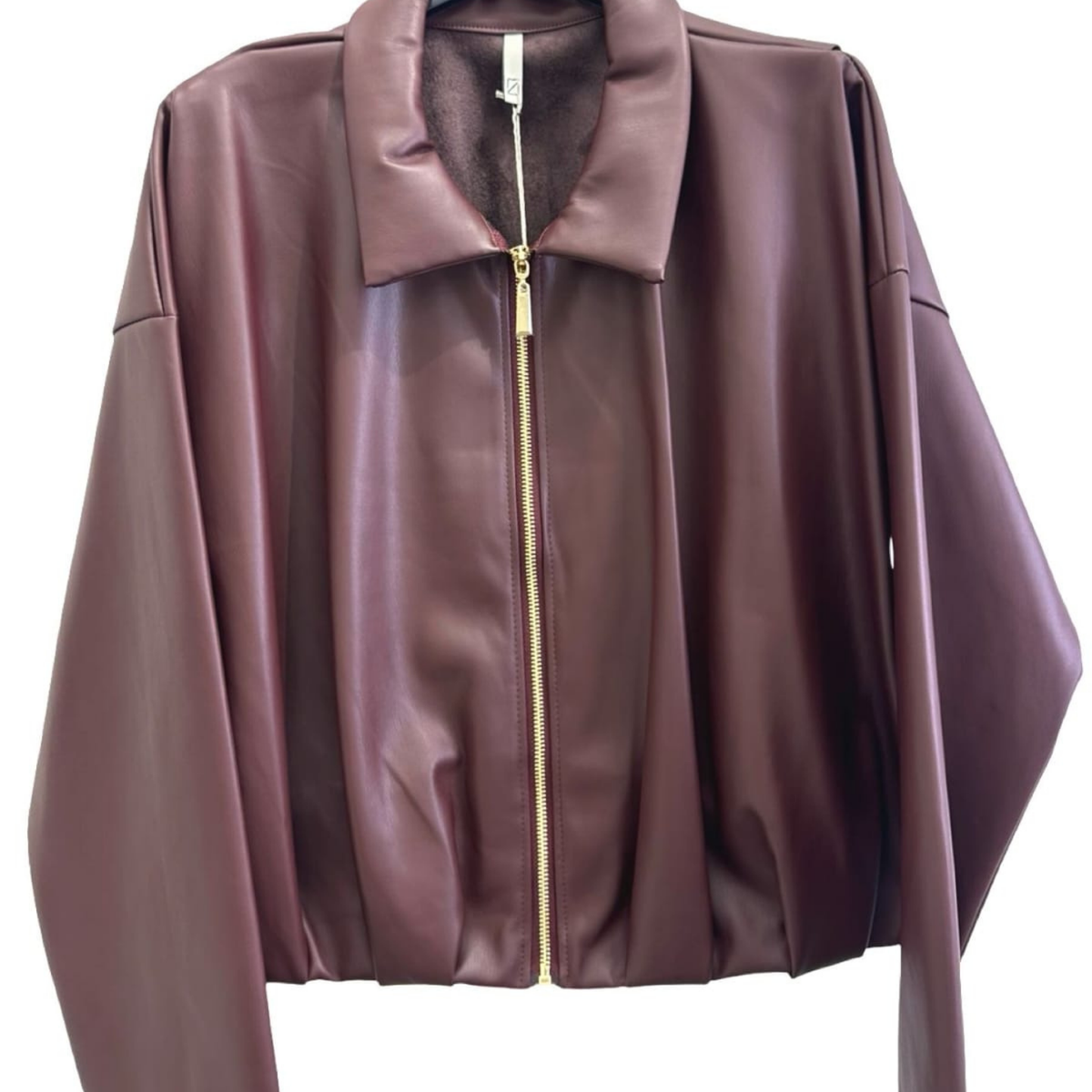 Italian Faux Leather Bomber Jacket