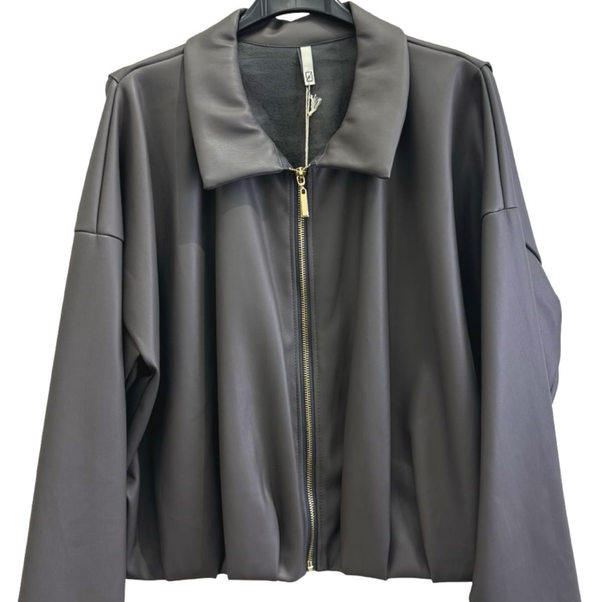 Italian Faux Leather Bomber Jacket