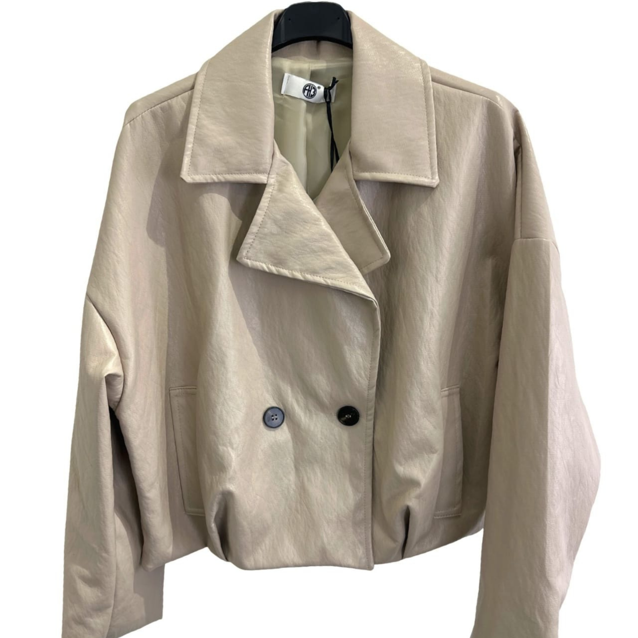 Double-Breasted Faux Leather Jacket