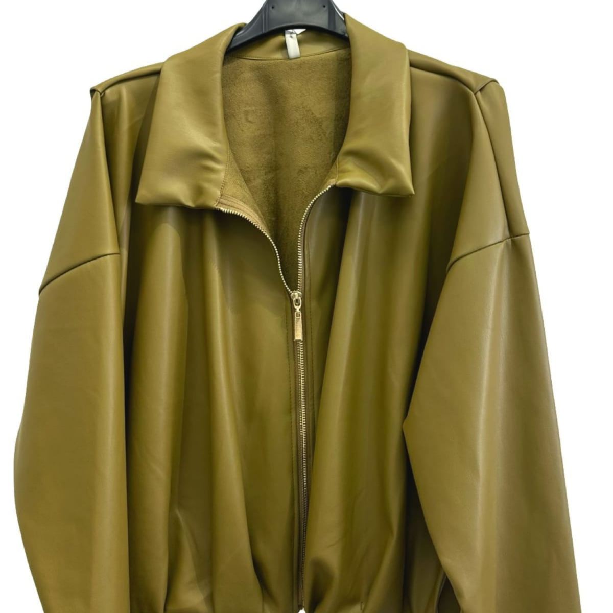 Italian Faux Leather Bomber Jacket