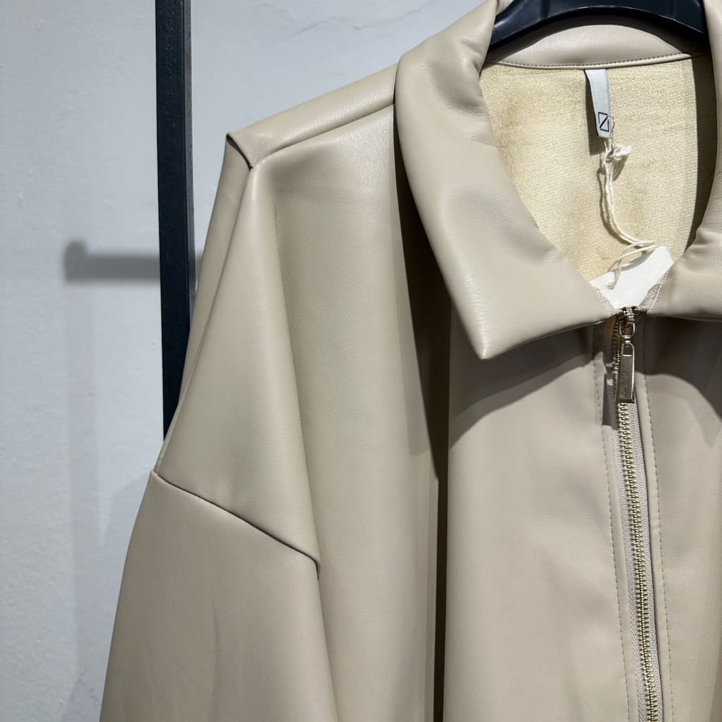 Italian Faux Leather Bomber Jacket