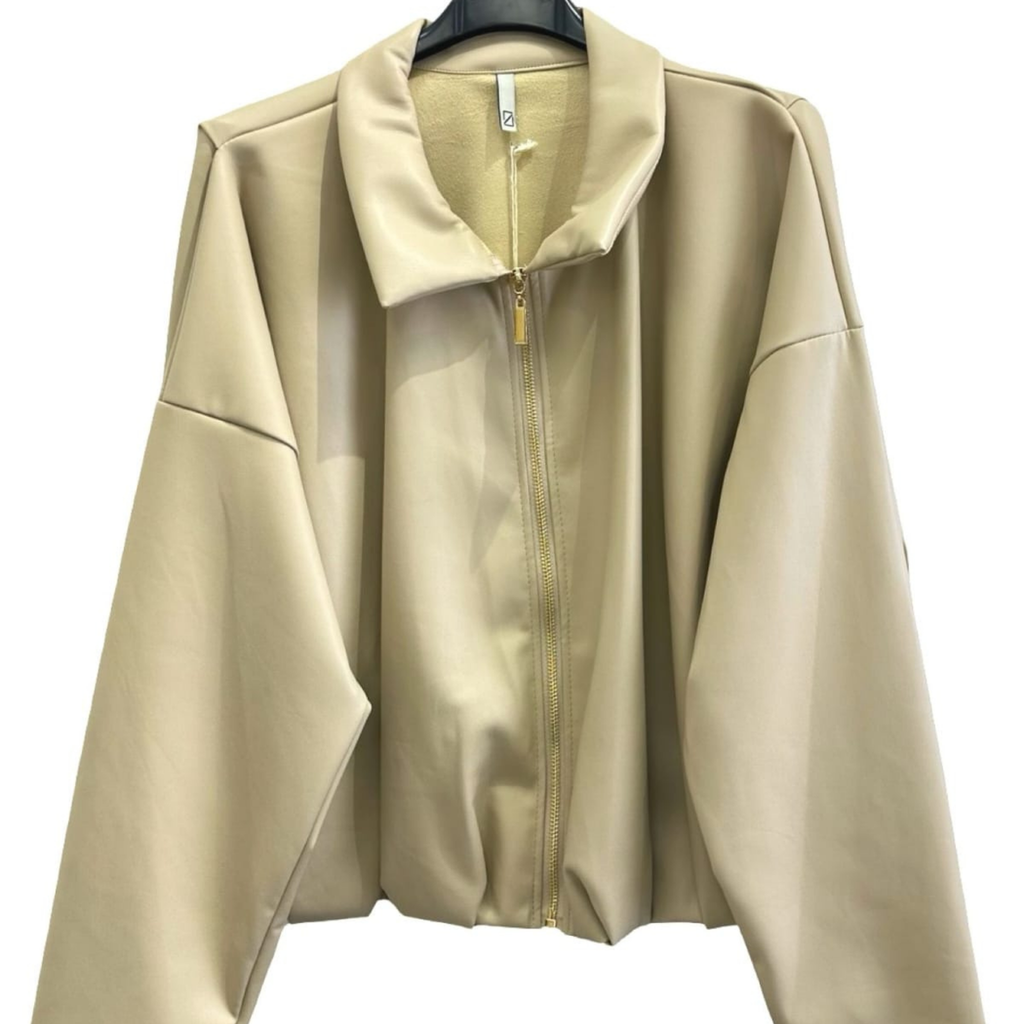 Italian Faux Leather Bomber Jacket