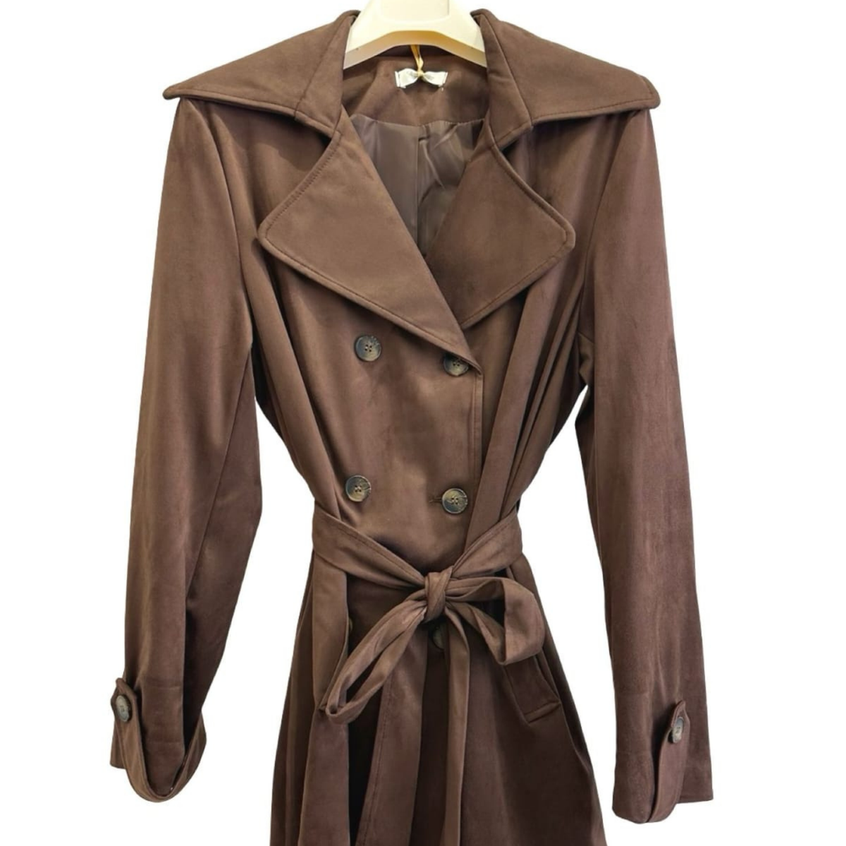 Suede Touch Belted Trench Jacket