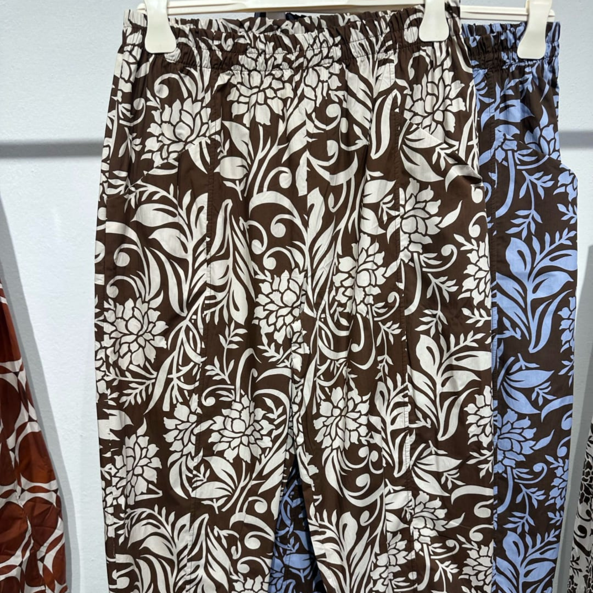 Italian Wide-Leg Floral Print Trousers