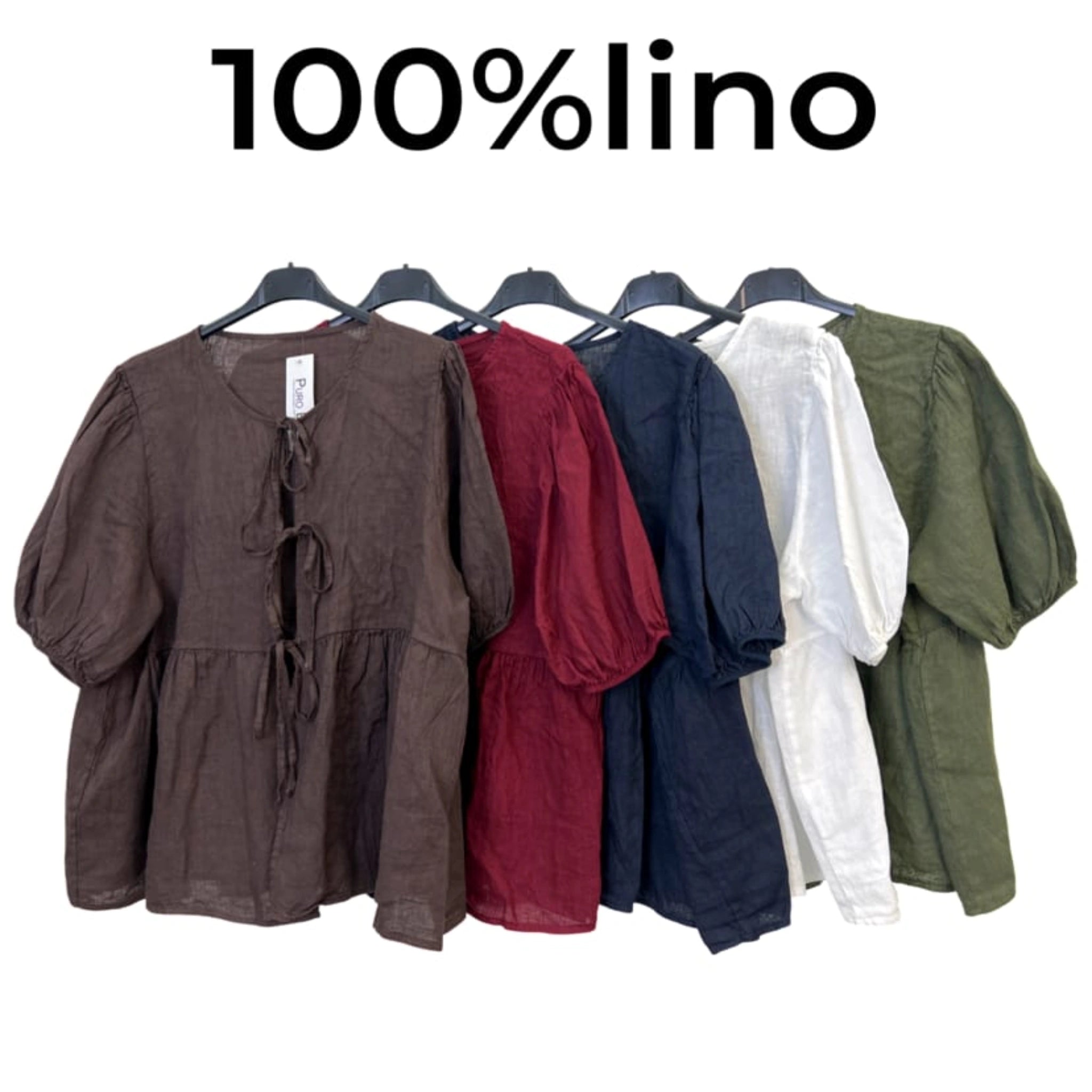 100% Linen Tie-Front Blouse