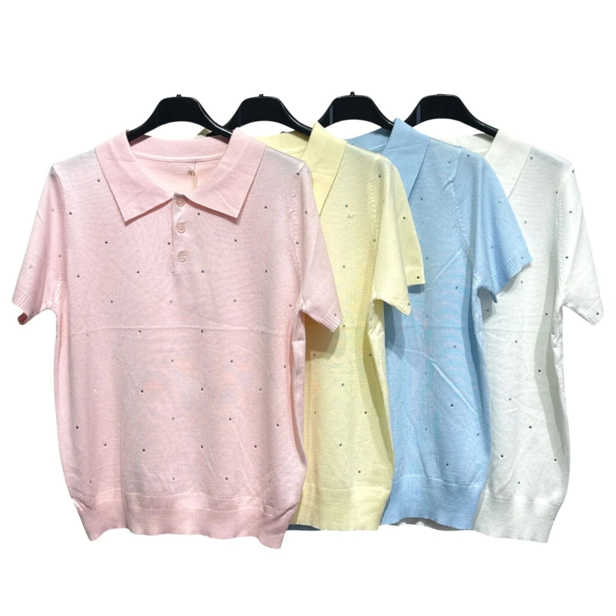 100% Viscose Polo Knit Top