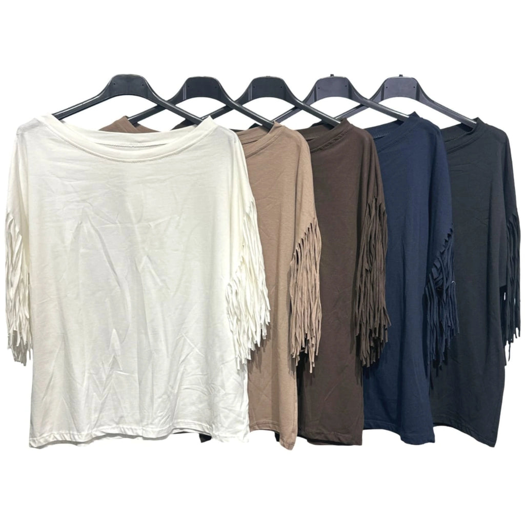 Cotton Blend Fringe Top