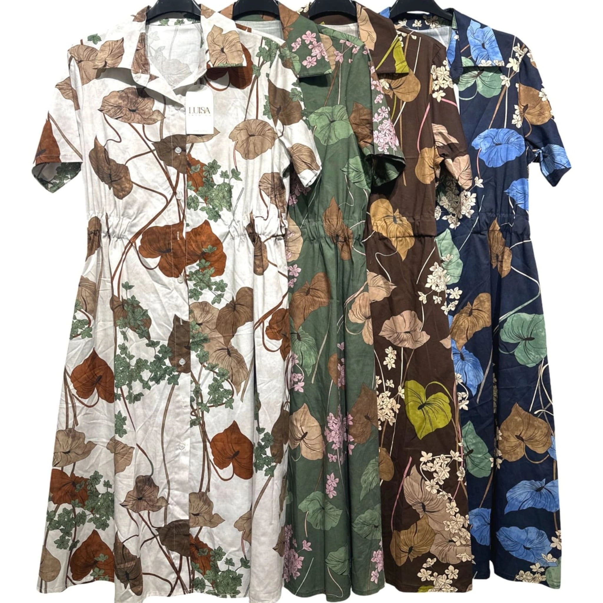Cotton Blend Floral Shirt Dress
