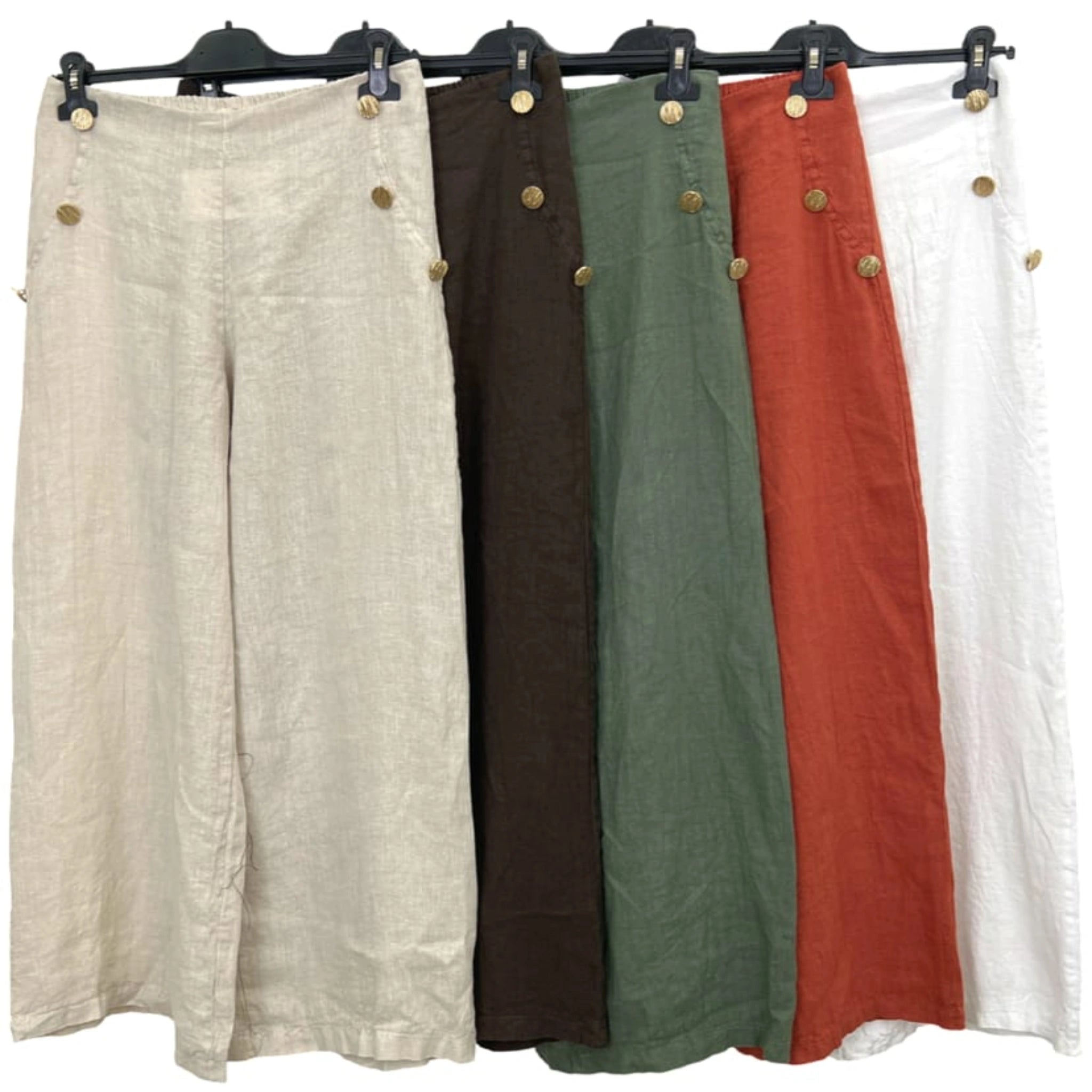100% Linen Wide-Leg Pants