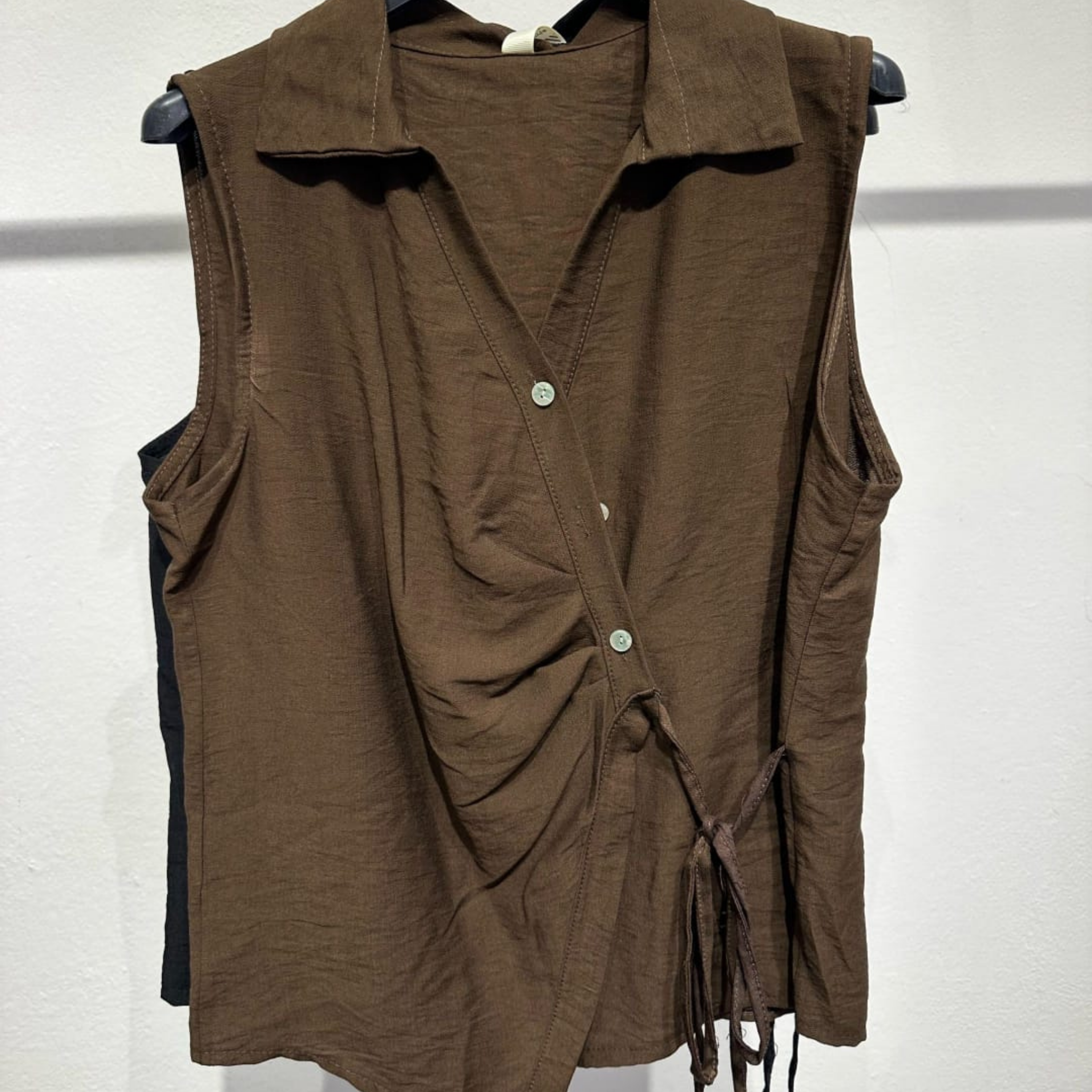Italian Sleeveless Wrap Waist Blouse