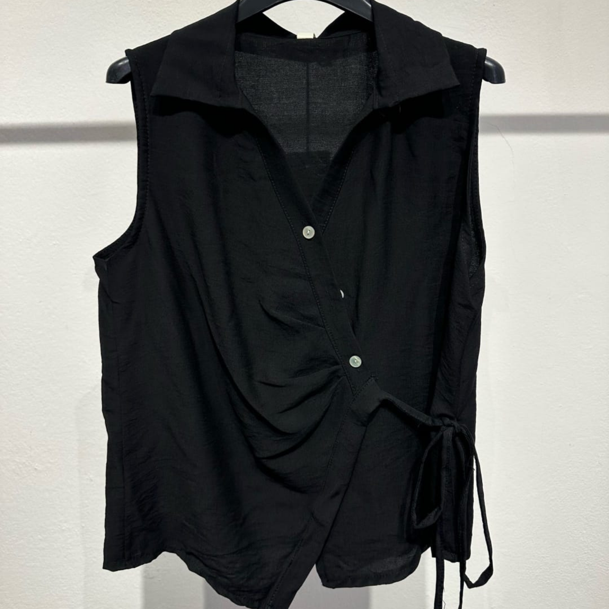 Italian Sleeveless Wrap Waist Blouse