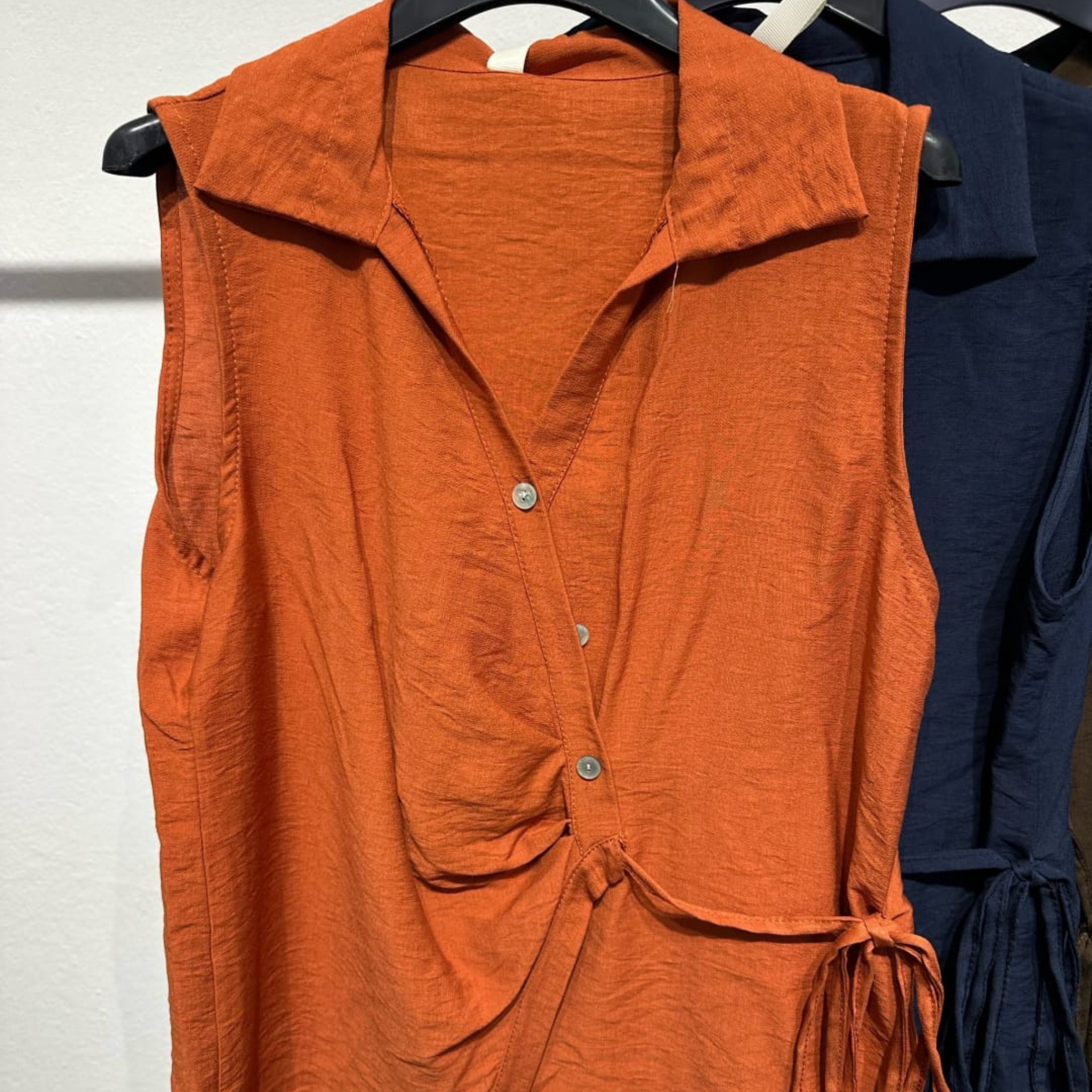 Italian Sleeveless Wrap Waist Blouse