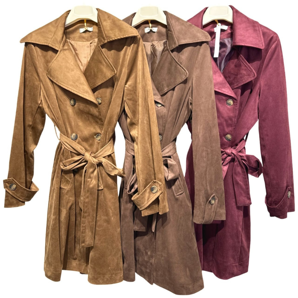 Suede Touch Belted Trench Jacket