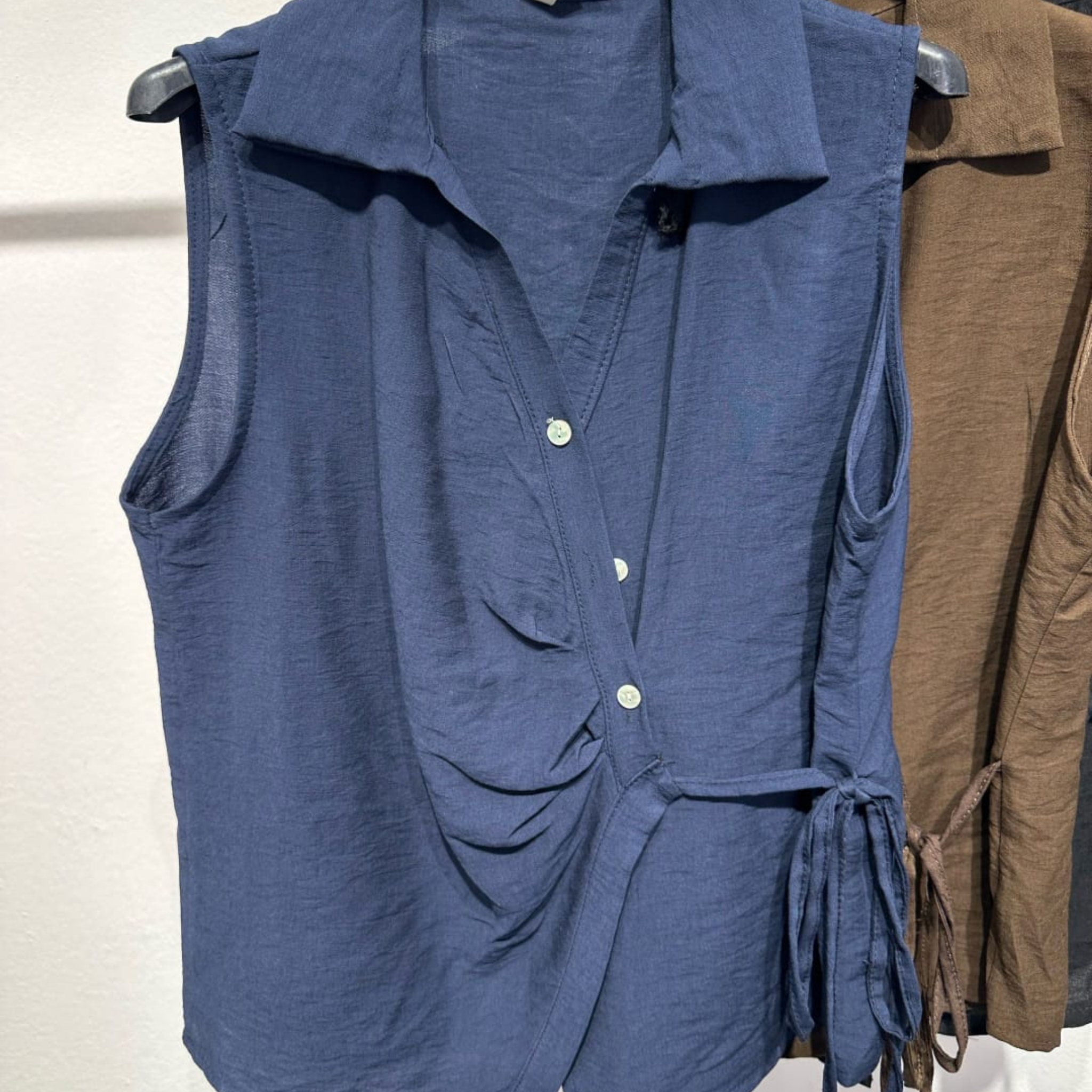 Italian Sleeveless Wrap Waist Blouse