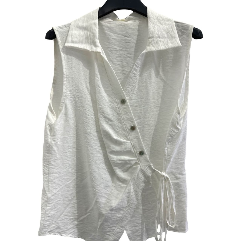 Italian Sleeveless Wrap Waist Blouse