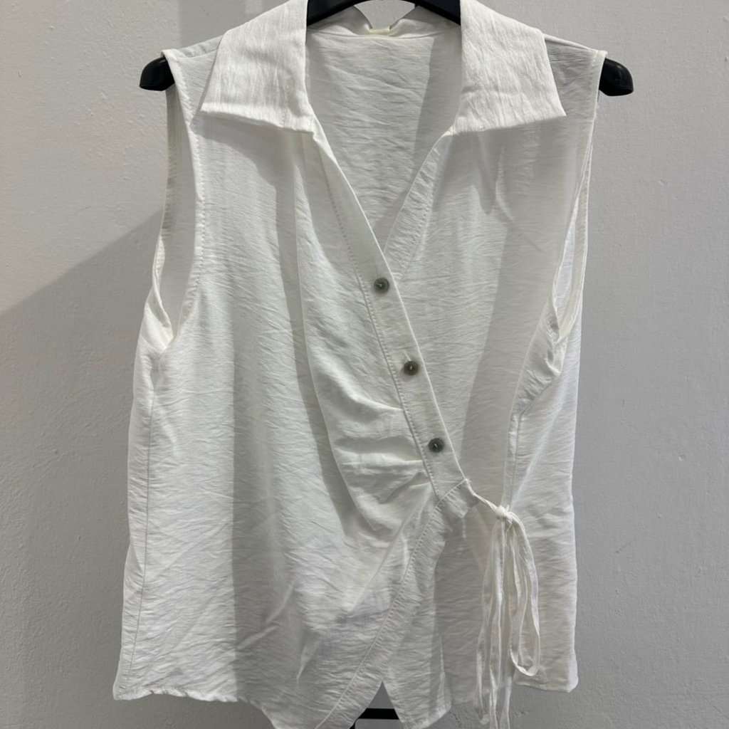Italian Sleeveless Wrap Waist Blouse