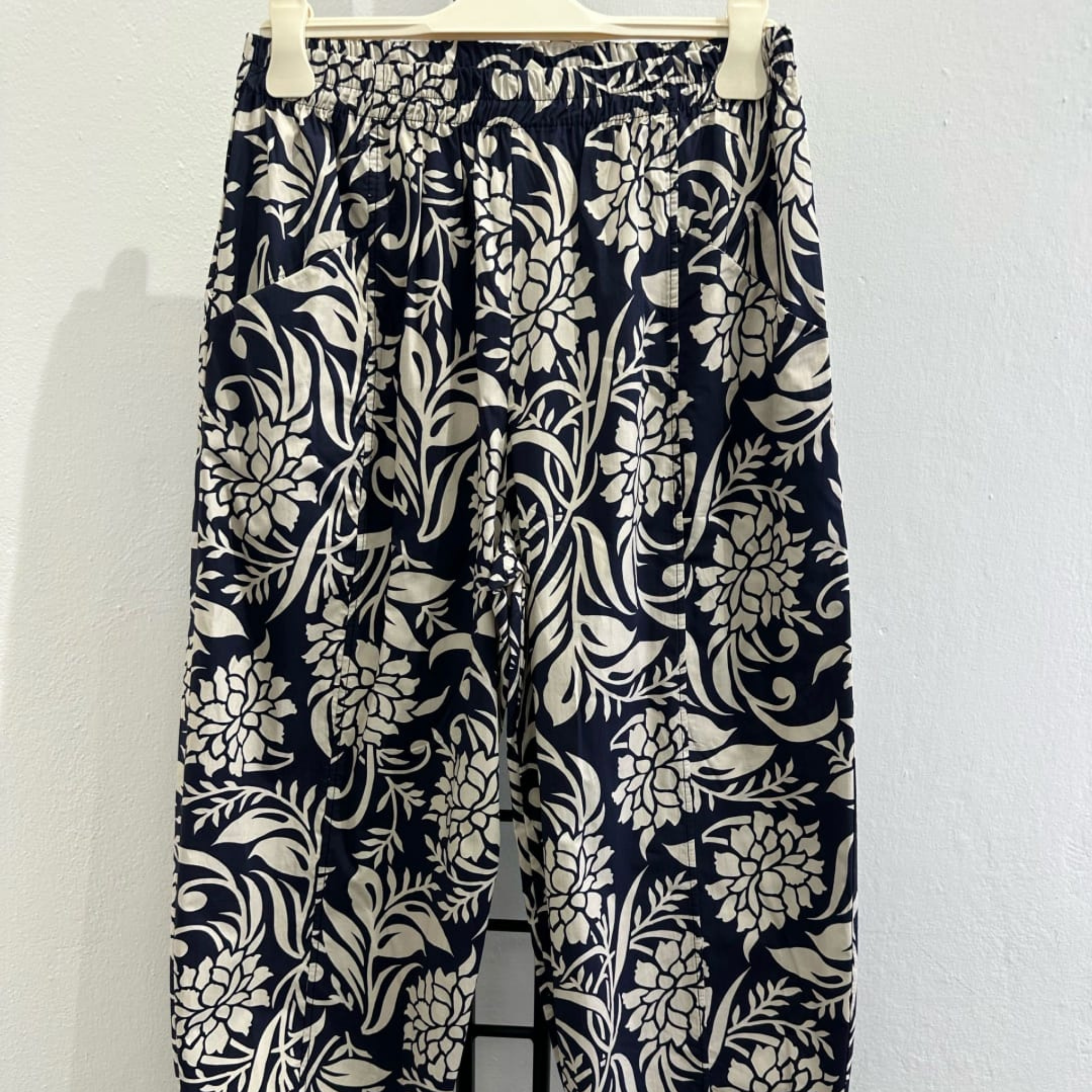 Italian Wide-Leg Floral Print Trousers