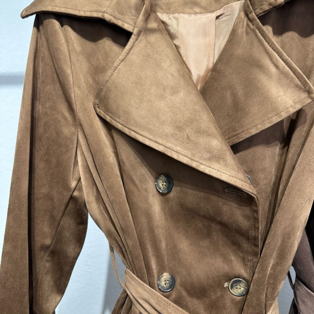 Suede Touch Belted Trench Jacket