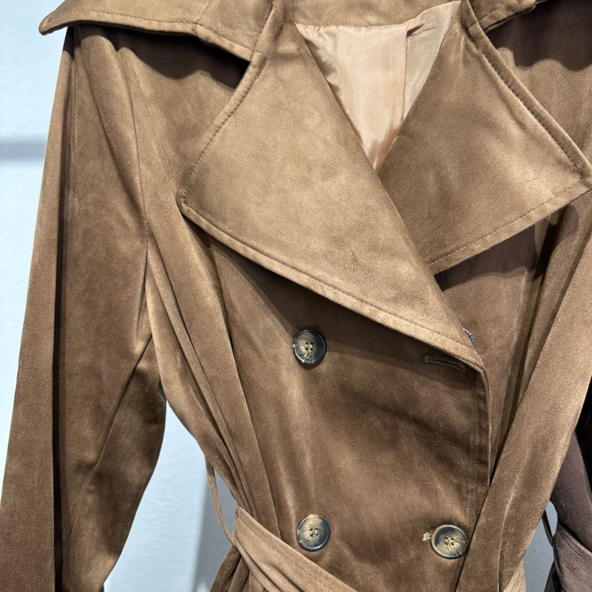 Suede Touch Belted Trench Jacket