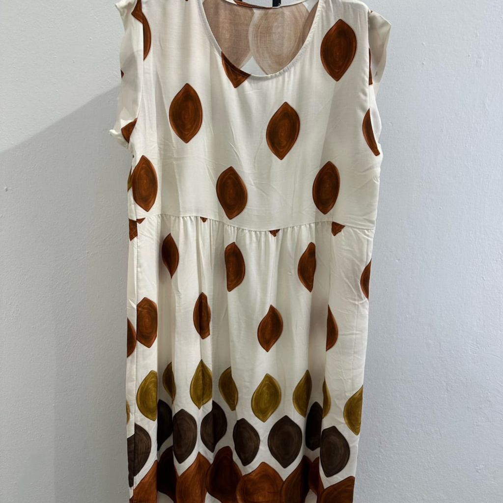 Italian Sleeveless White Printed Maxi Dress