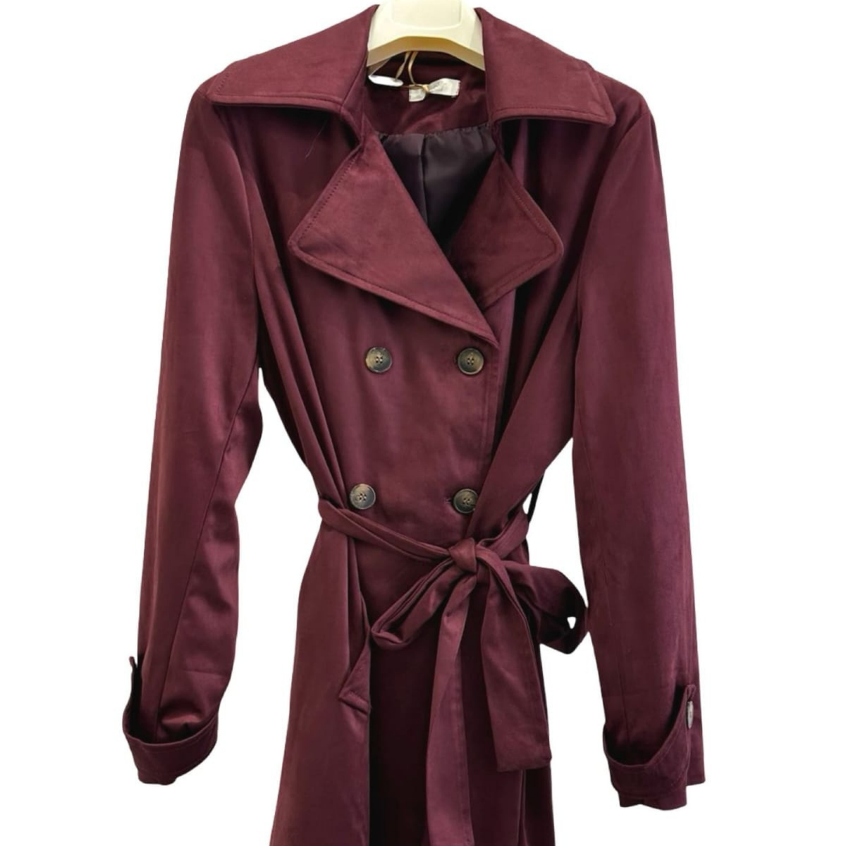 Suede Touch Belted Trench Jacket