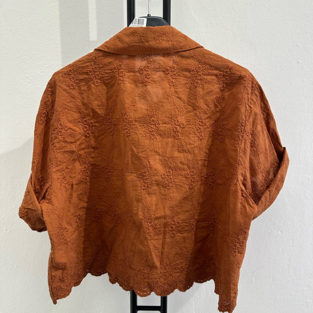 Italian Broderie Button-Up Crop Shirt