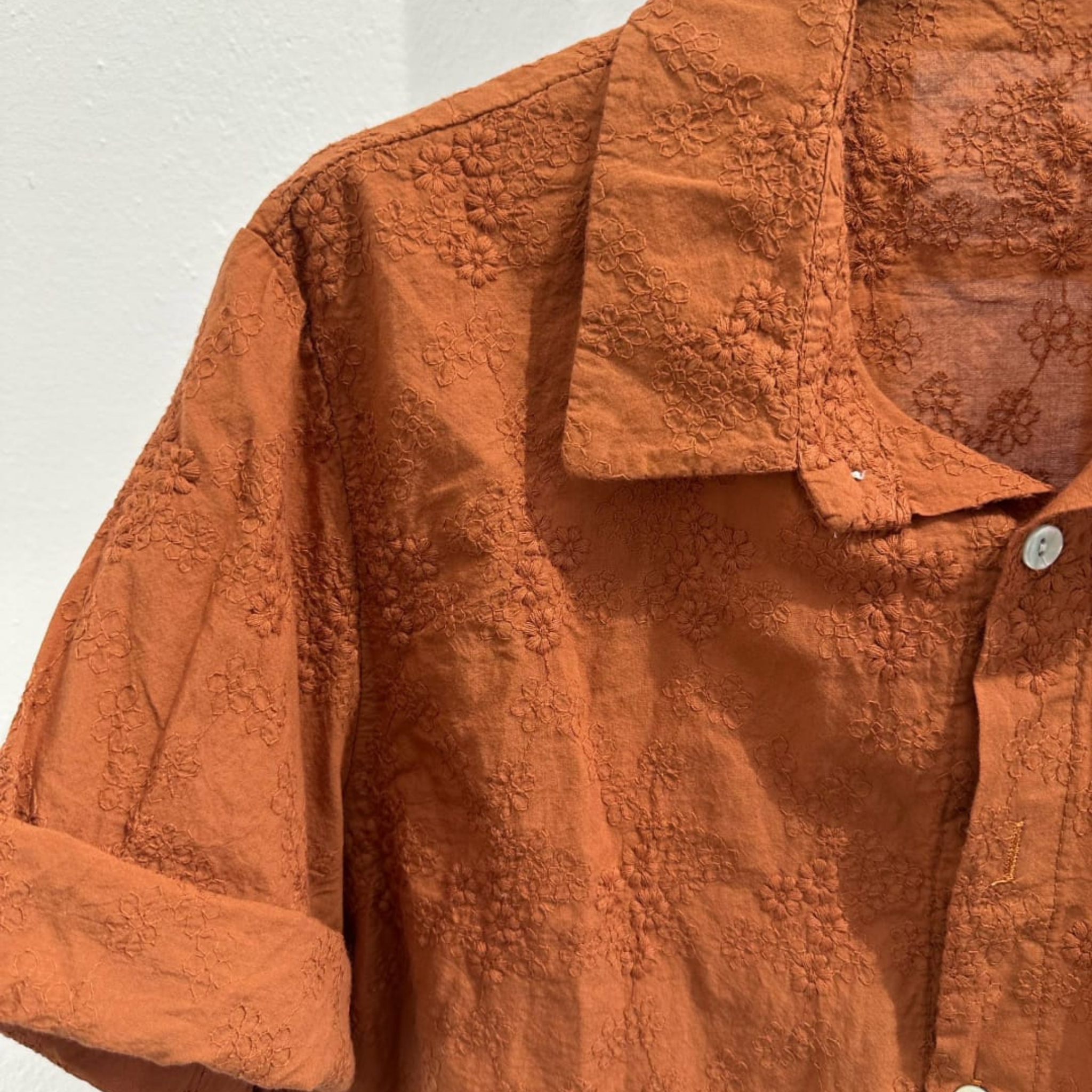 Italian Broderie Button-Up Crop Shirt