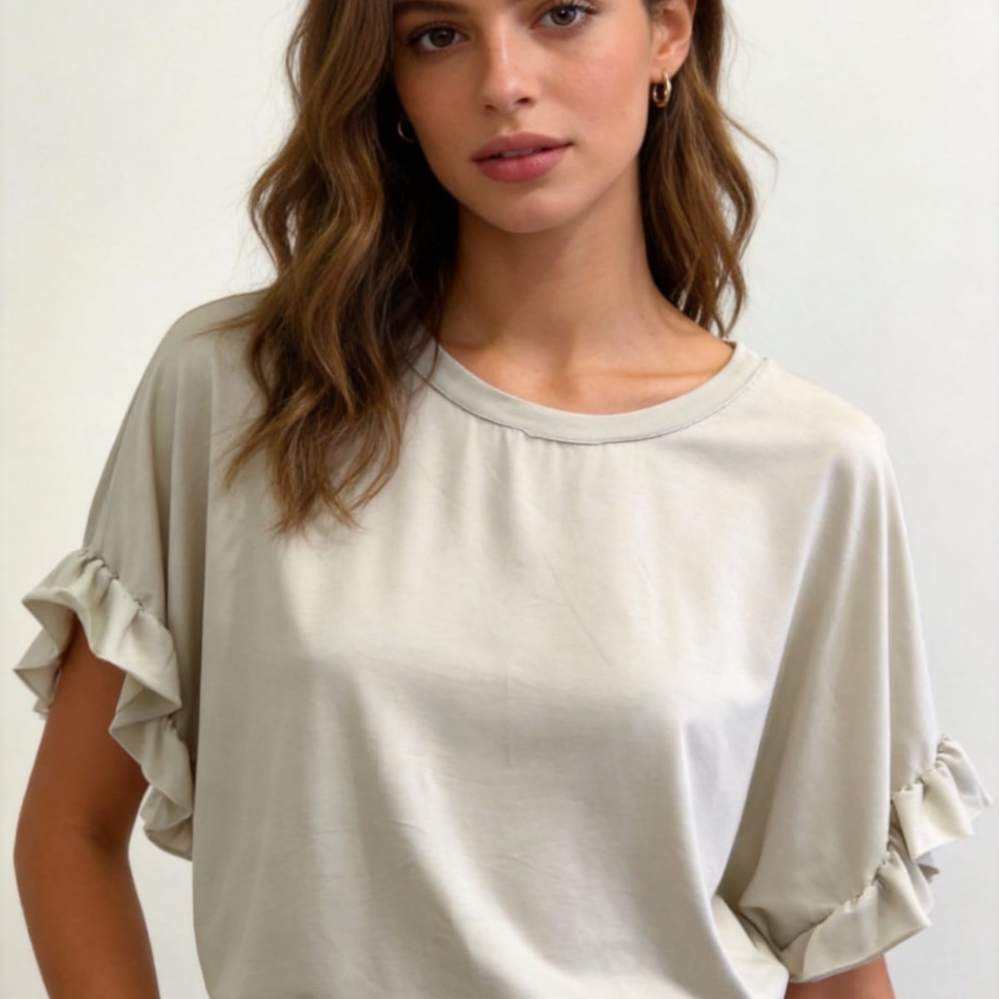 Tencel™ Ruffle Sleeve Top