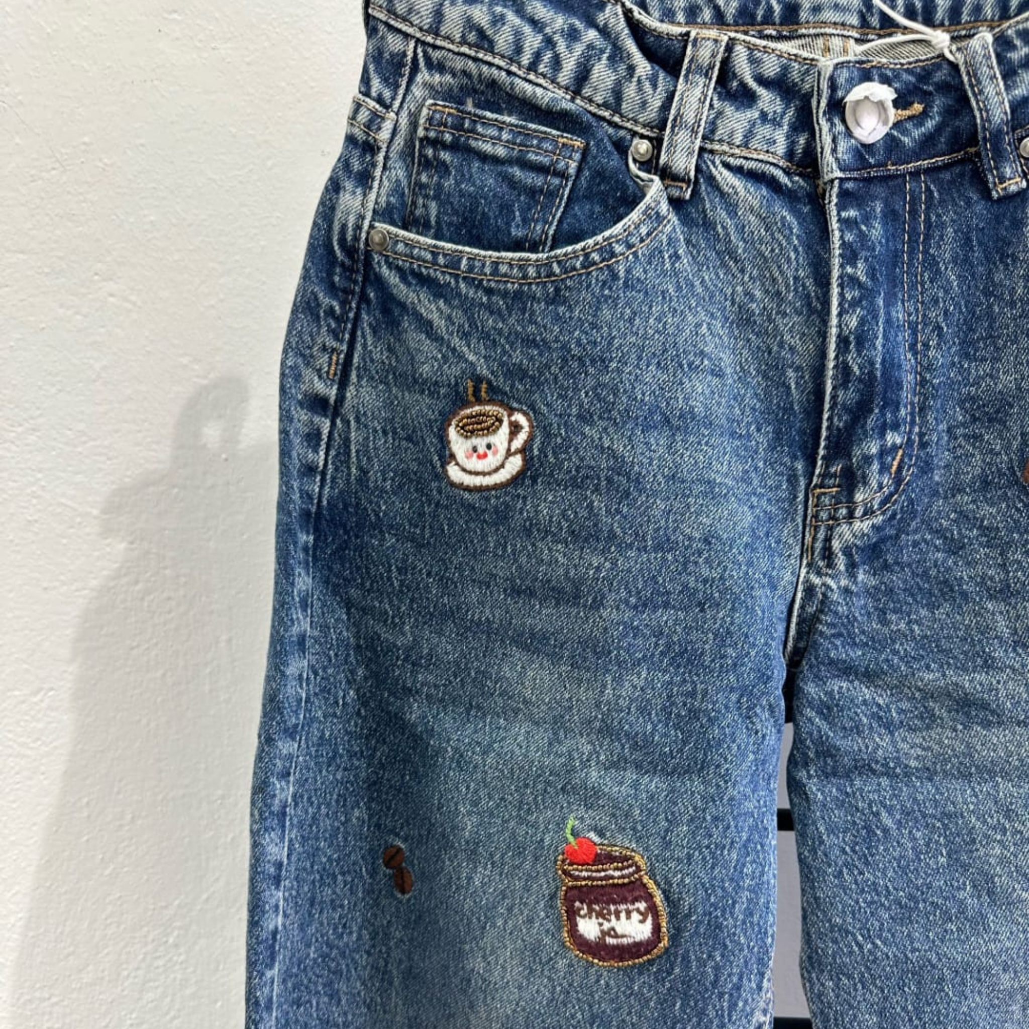 Italian Embroidered Wide Leg Jeans
