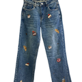 Italian Embroidered Wide Leg Jeans