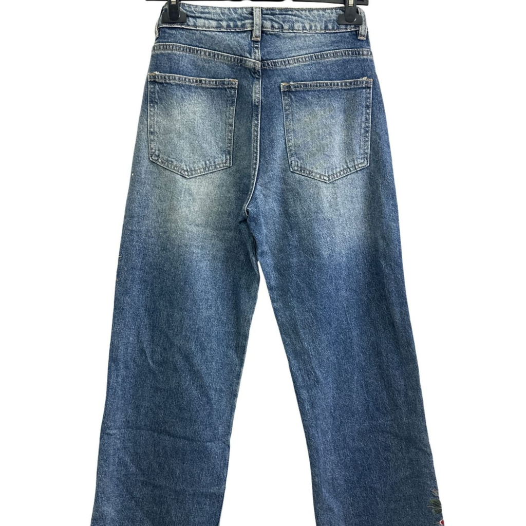 Italian Floral Embroidered Denim Jeans