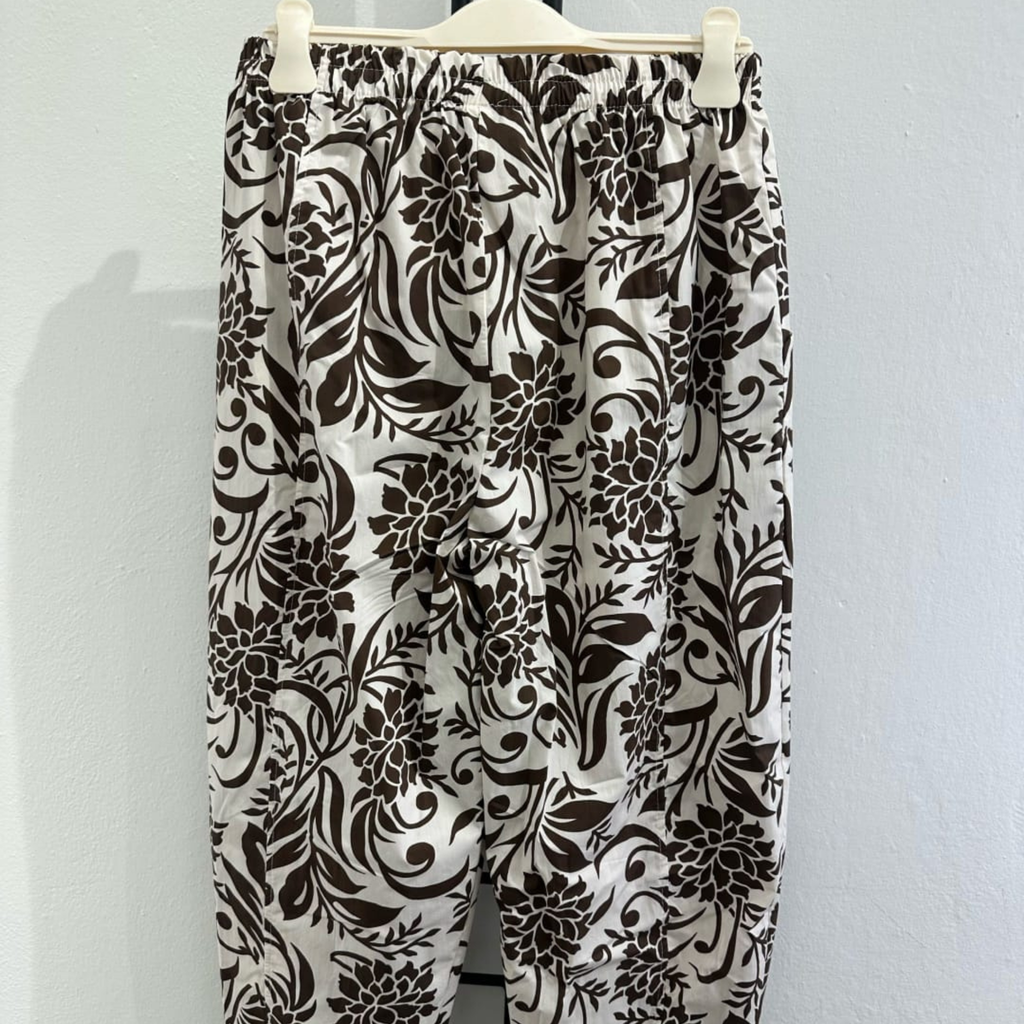 Italian Wide-Leg Floral Print Trousers