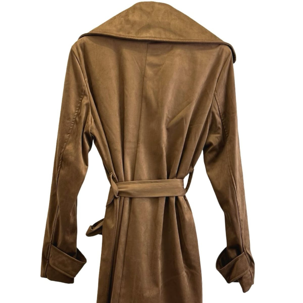 Suede Touch Belted Trench Jacket