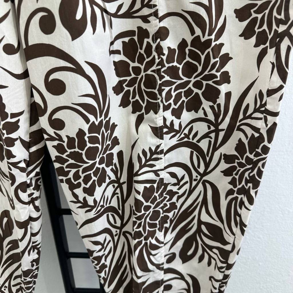 Italian Wide-Leg Floral Print Trousers