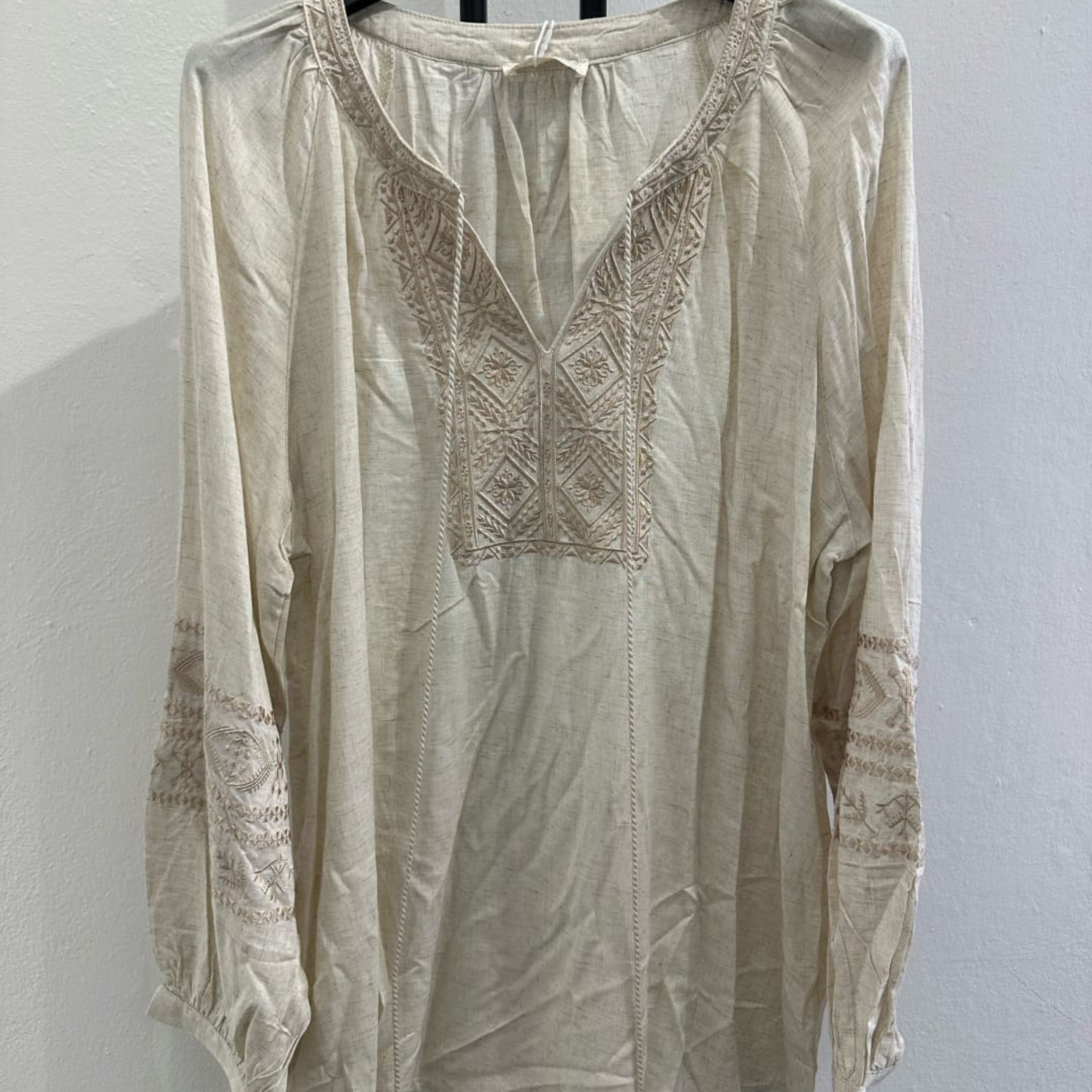 Italian Embroidered Boho Tunic Top