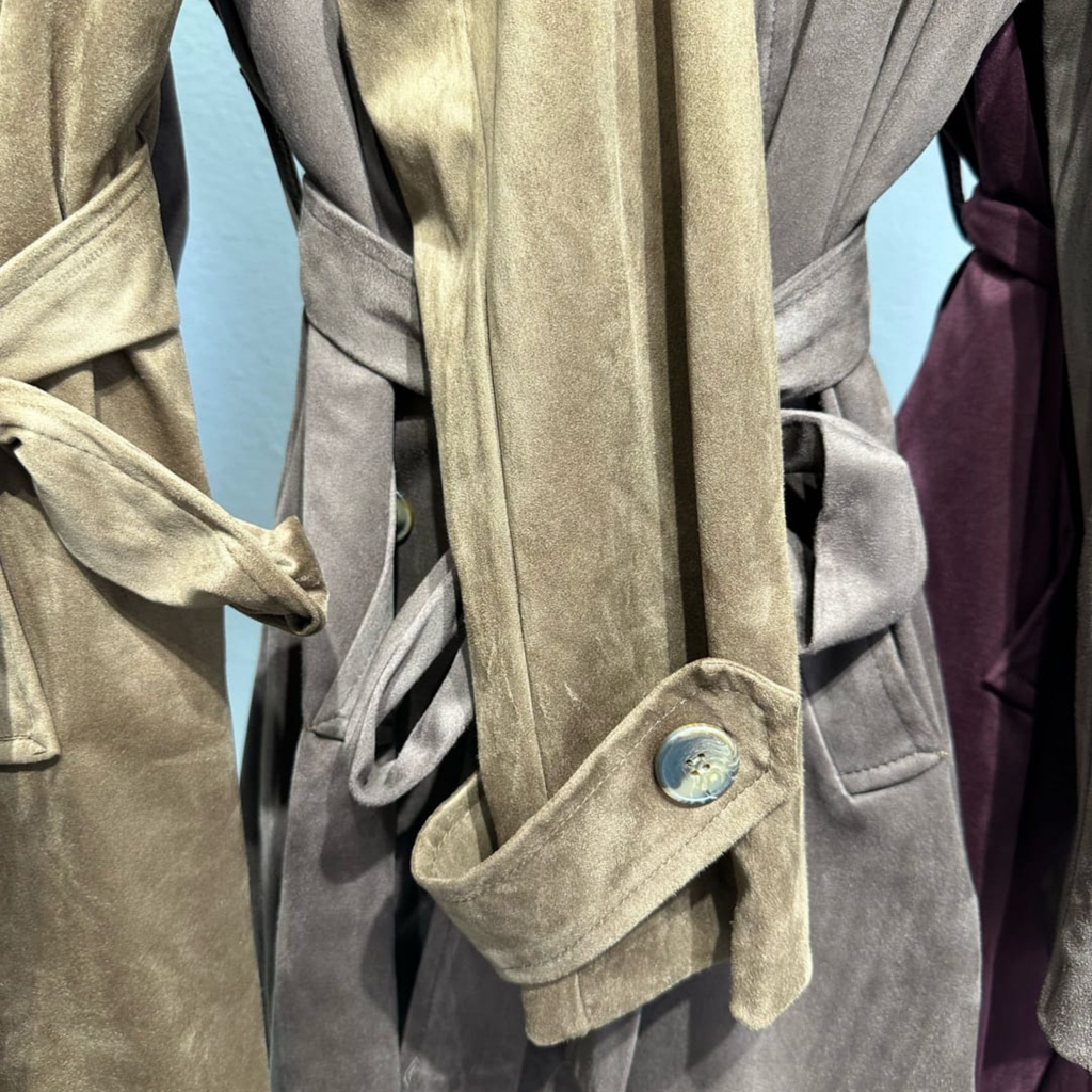 Suede Touch Belted Trench Jacket