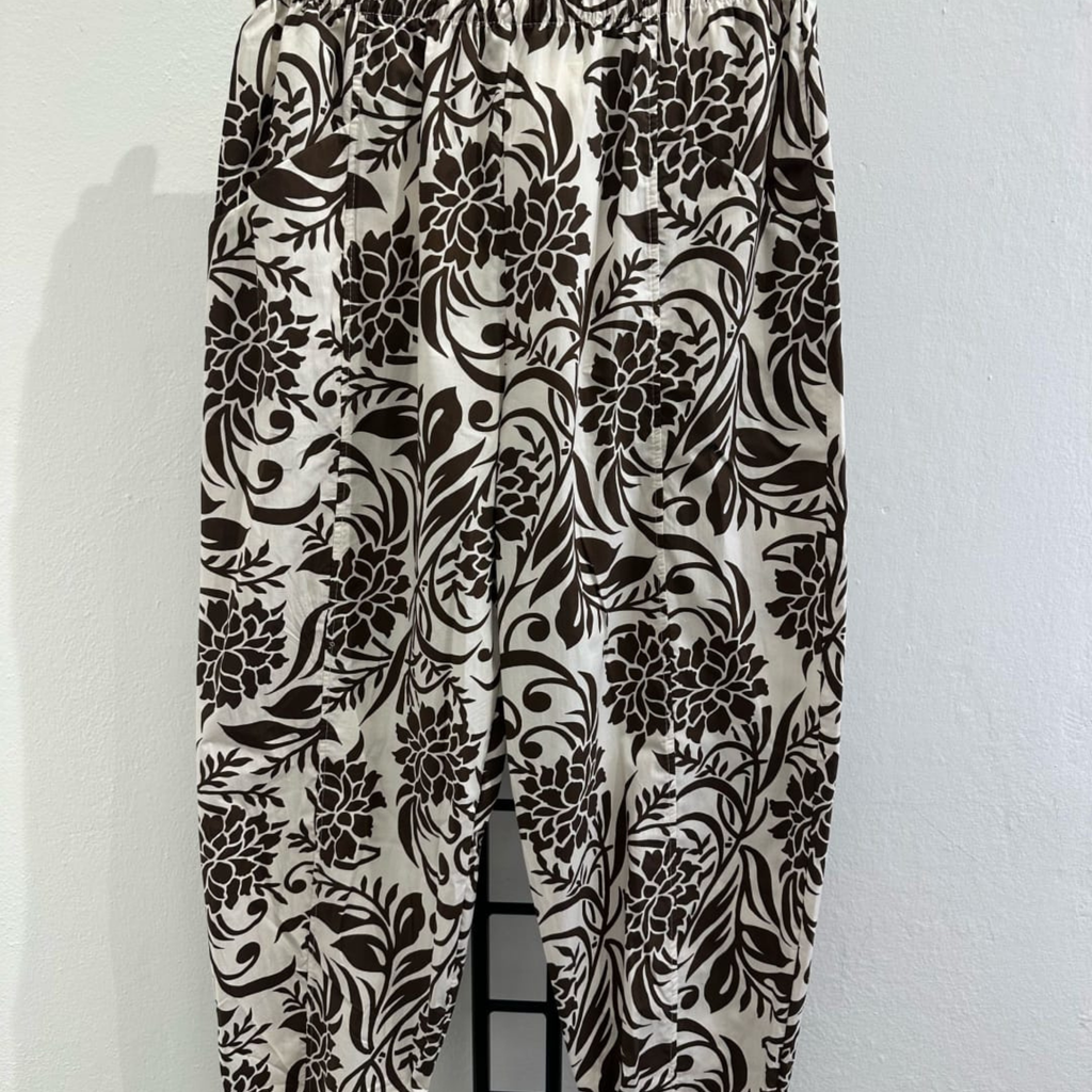 Italian Wide-Leg Floral Print Trousers
