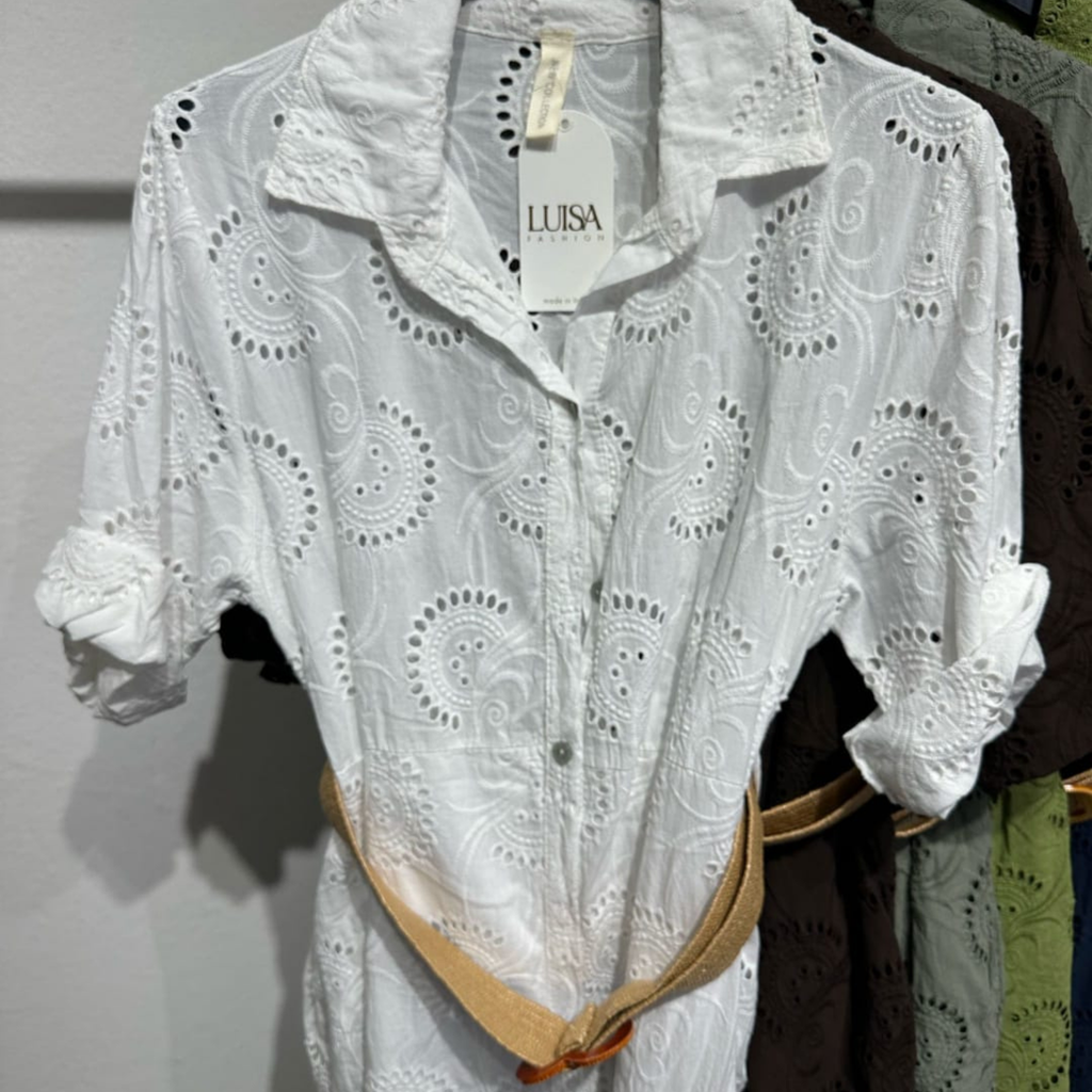 100% Cotton Broderie Anglaise Shirt Dress