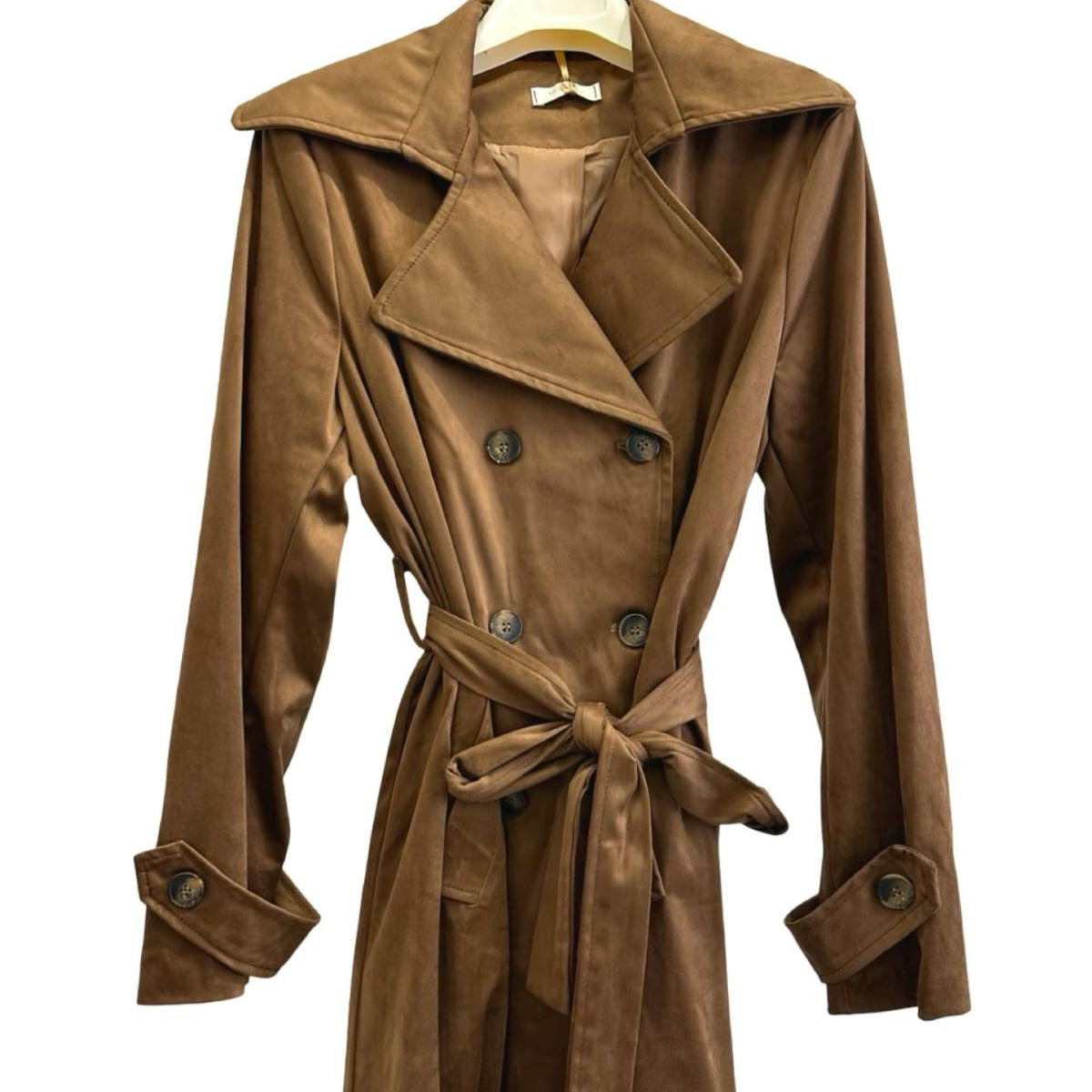 Suede Touch Belted Trench Jacket