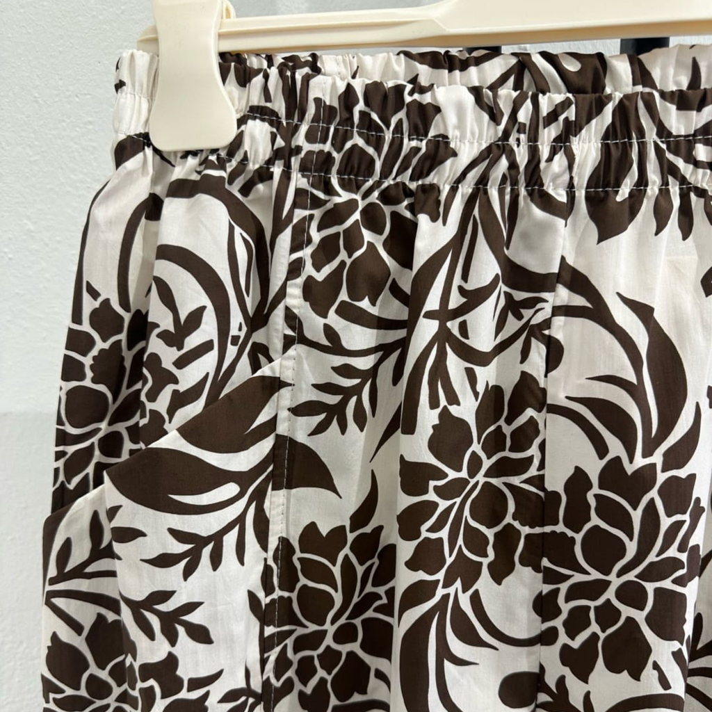 Italian Wide-Leg Floral Print Trousers